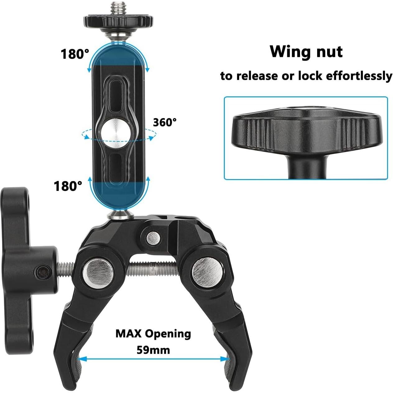 Soporte para Cámara de Acción CAMVATE con Abrazadera y Brazo Mágico