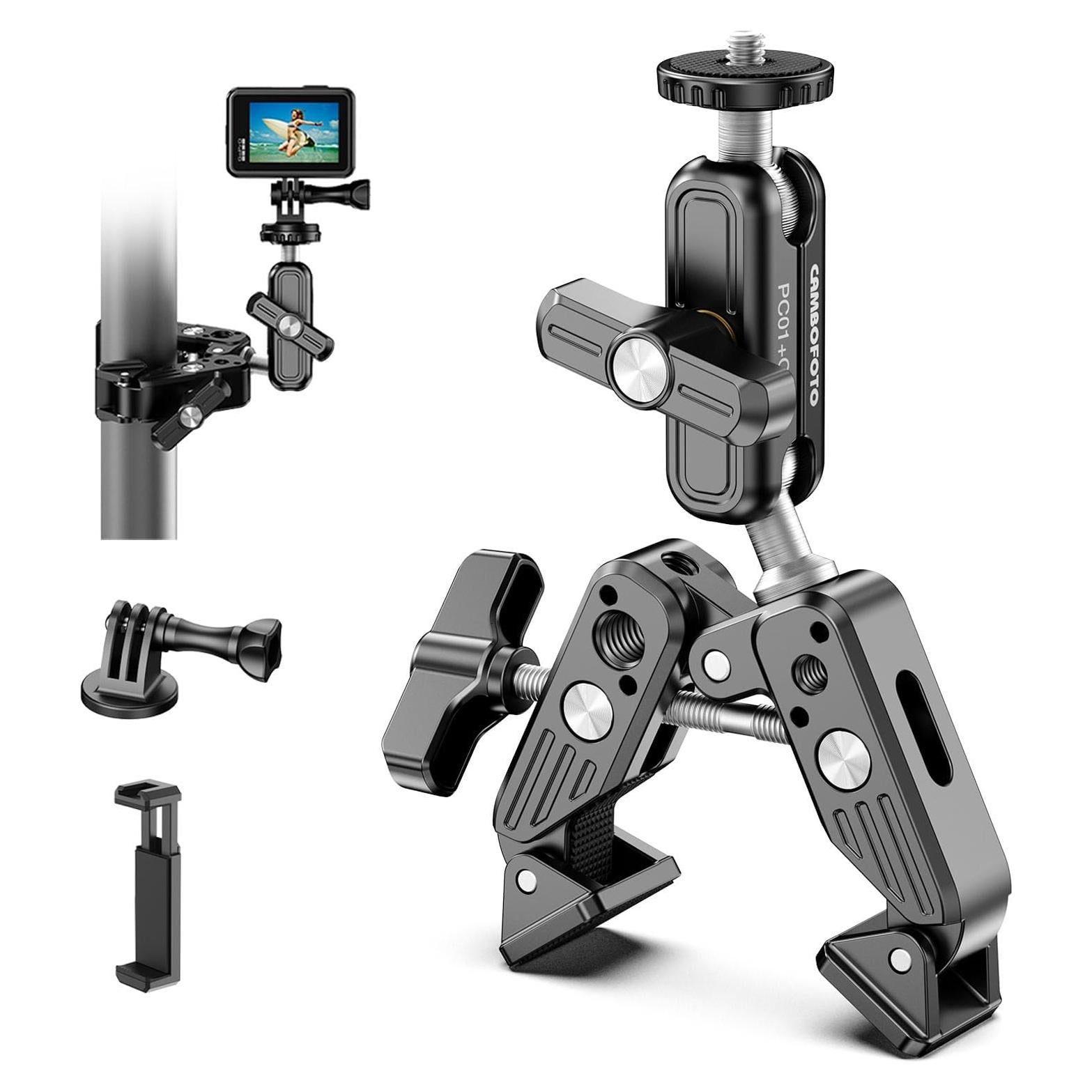 Soporte de Cámara Super Clamp CAMBOFOTO 360° Ajustable