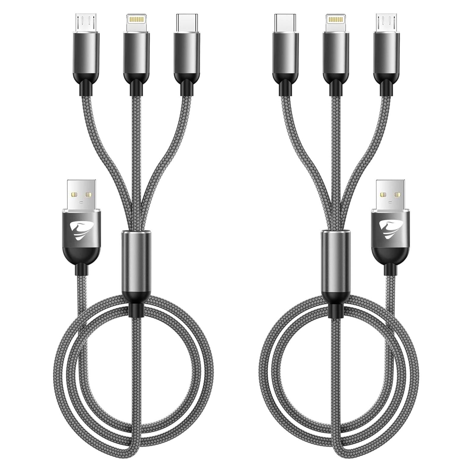 Cable Cargador Multi 3 en 1 Aioneus 4FT Carga Rápida Gris