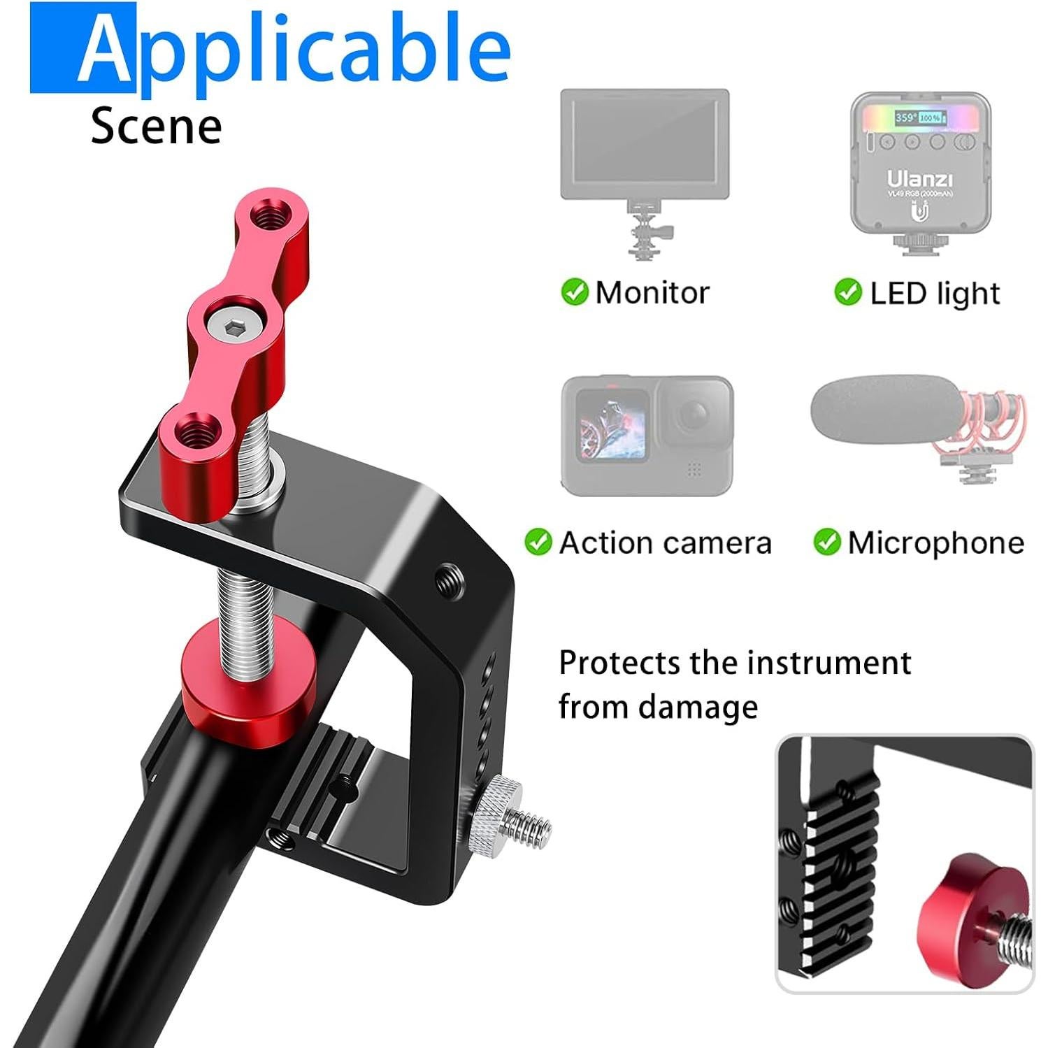 Soporte de cámara C Clamp LANXIRE con tornillo 1/4" y 3/8"