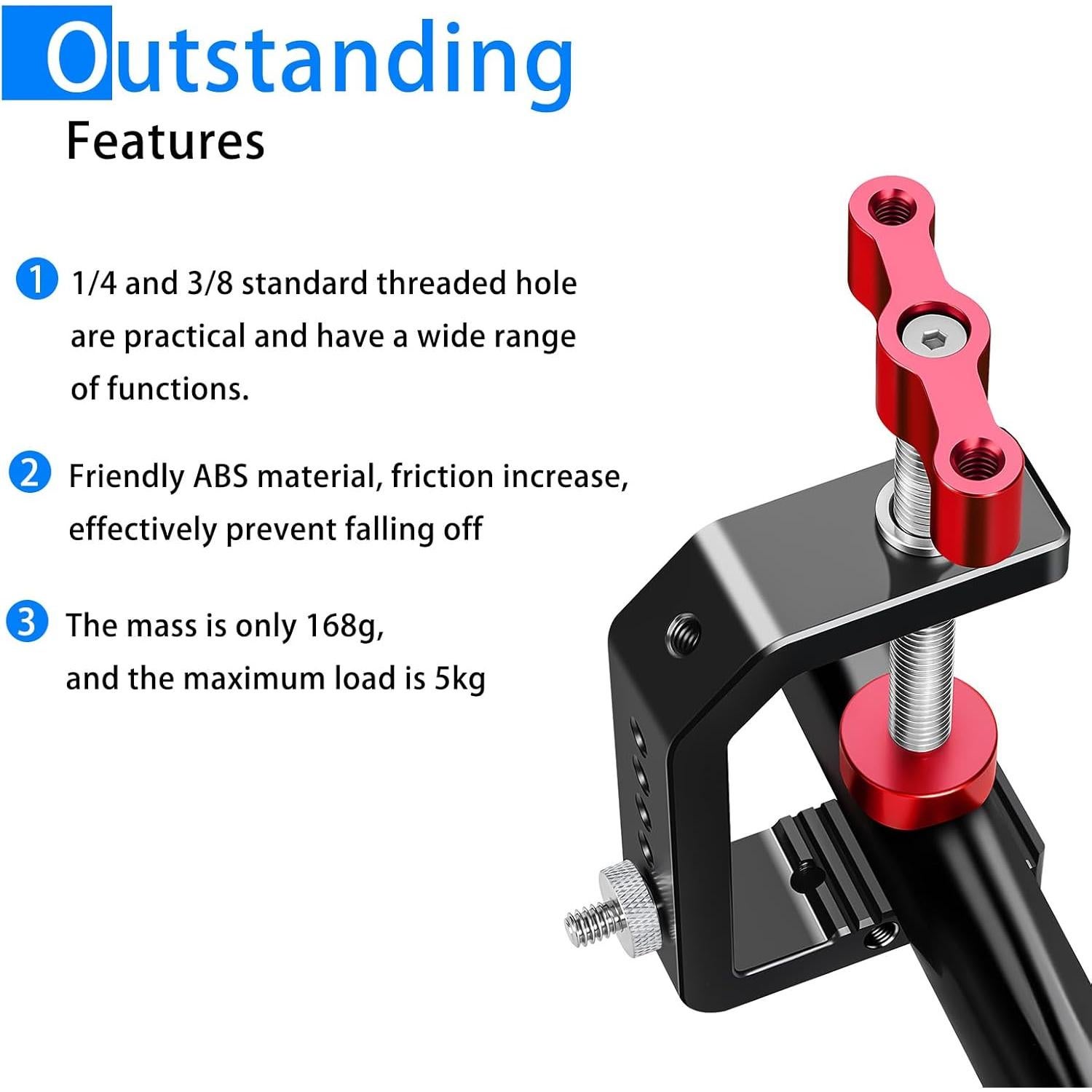 Soporte de cámara C Clamp LANXIRE con tornillo 1/4" y 3/8"