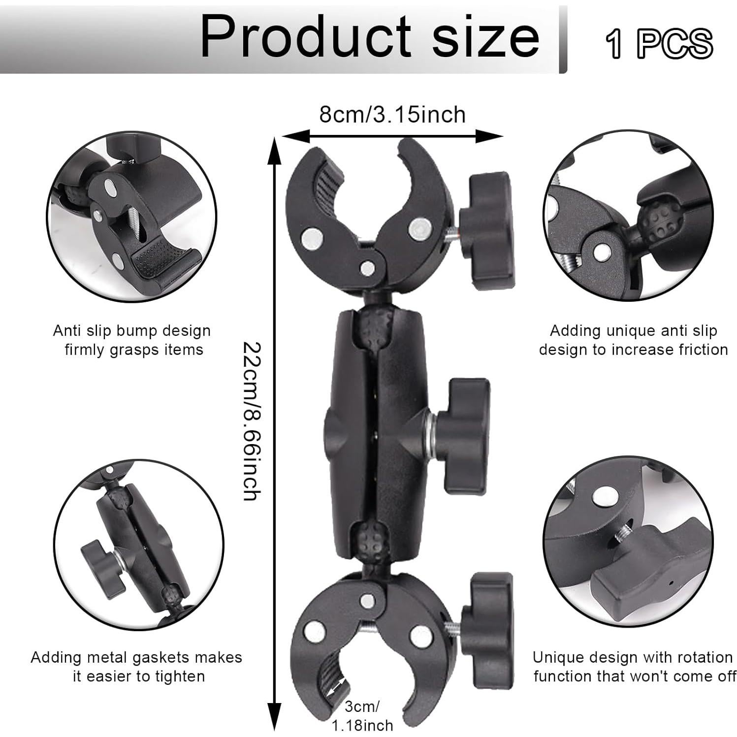 Soporte de cámara universal GUWENTAO con doble abrazadera 360°