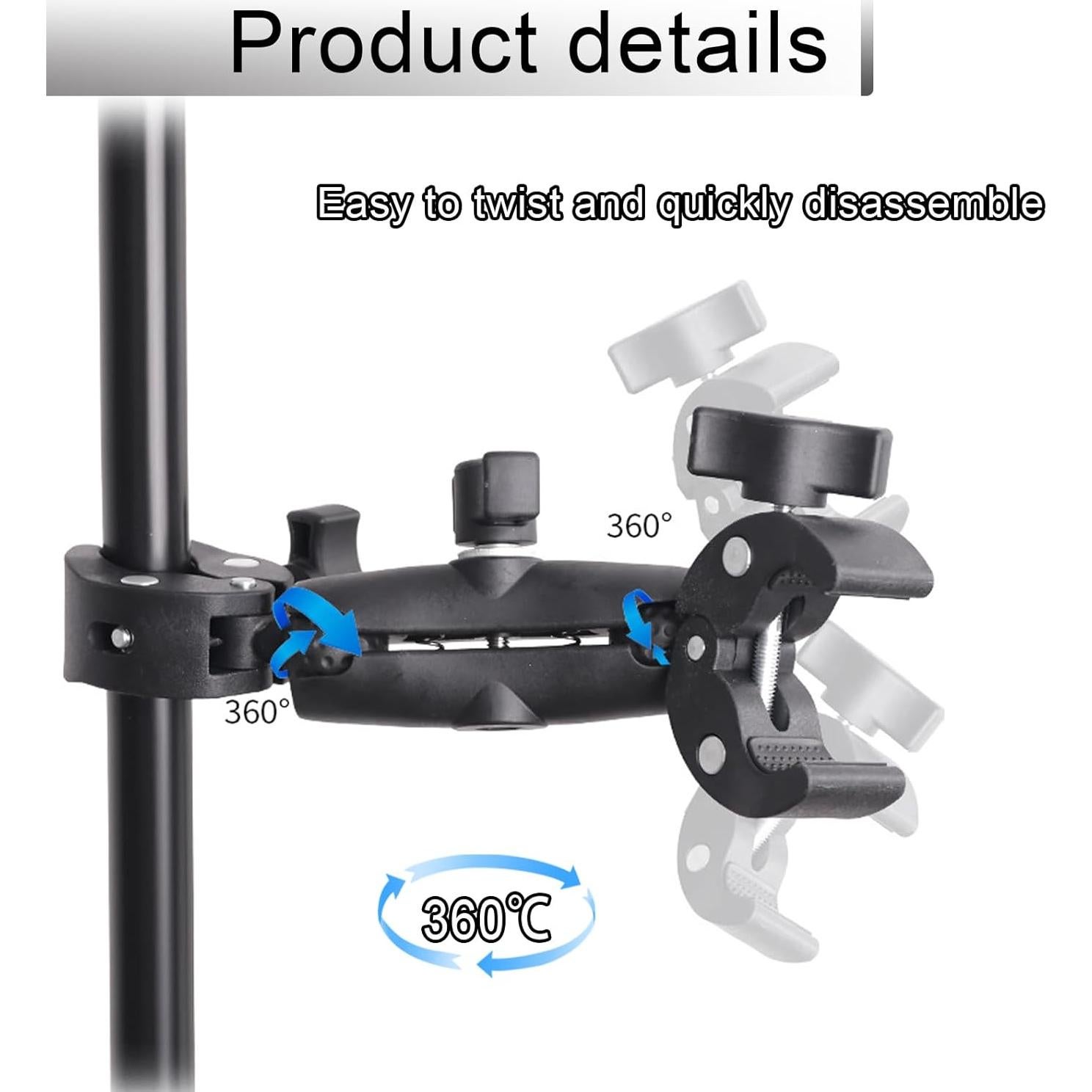 Soporte de cámara universal GUWENTAO con doble abrazadera 360°