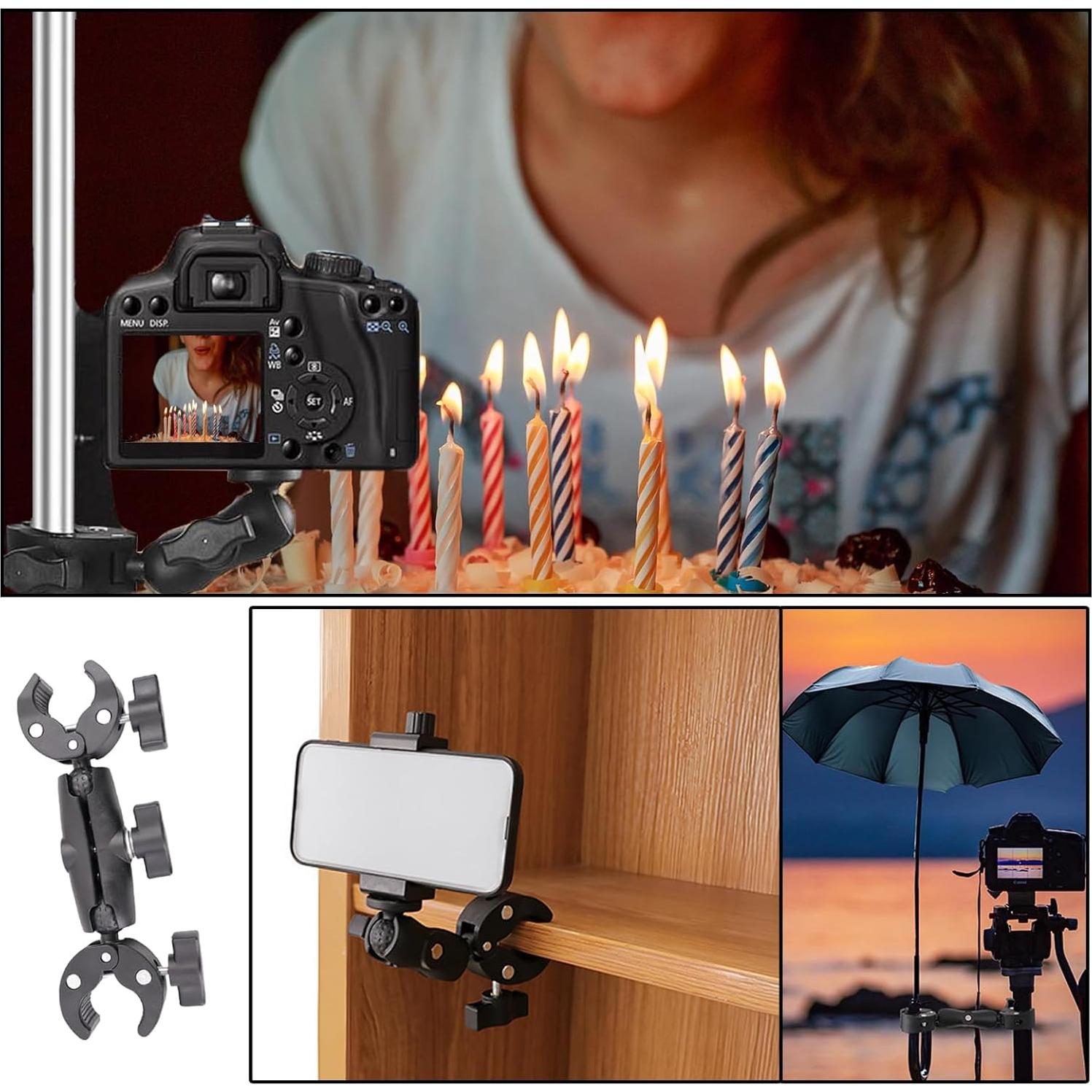 Soporte de cámara universal GUWENTAO con doble abrazadera 360°