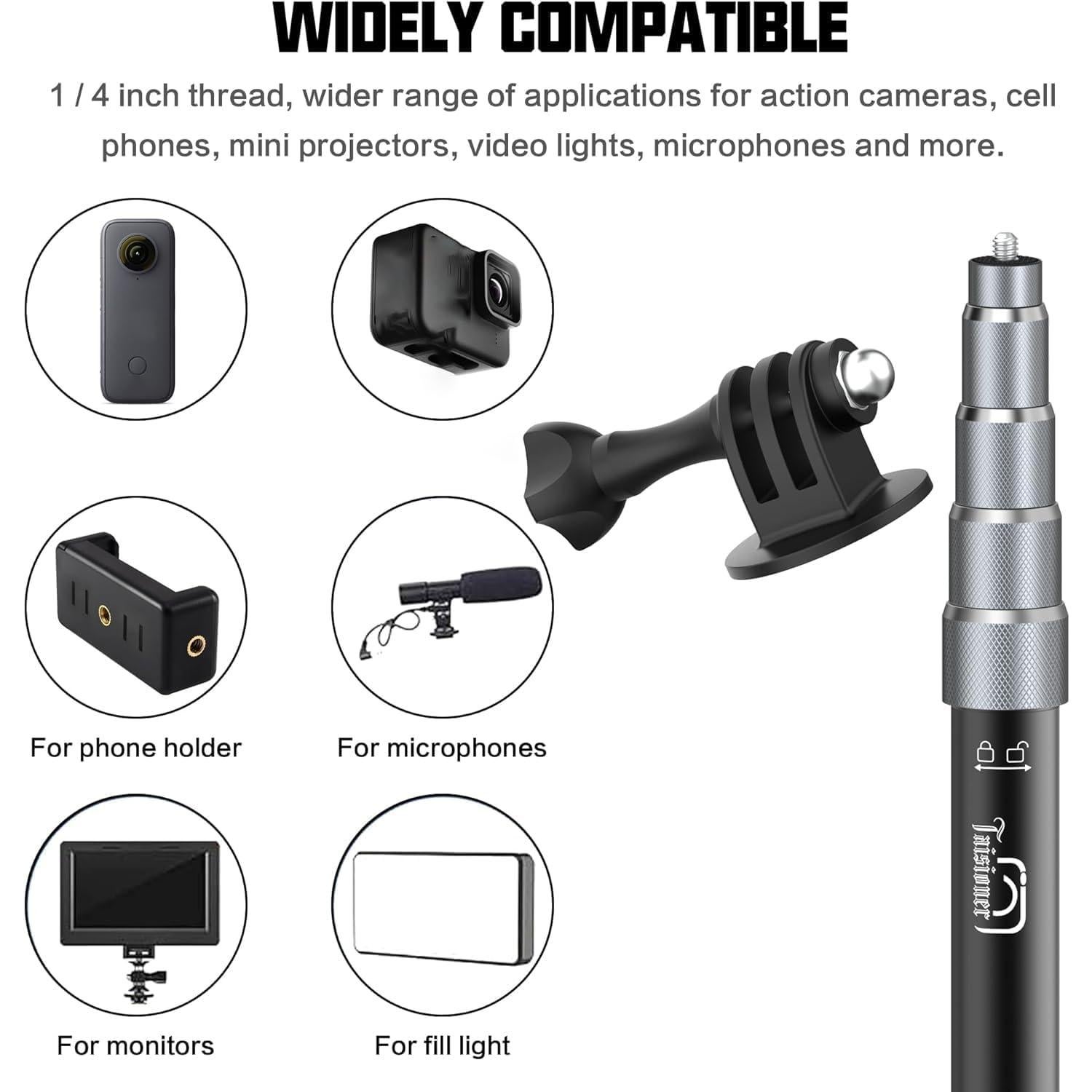 Soporte de Manillar para Motocicleta Taisioner con Palo de Selfie 150 cm