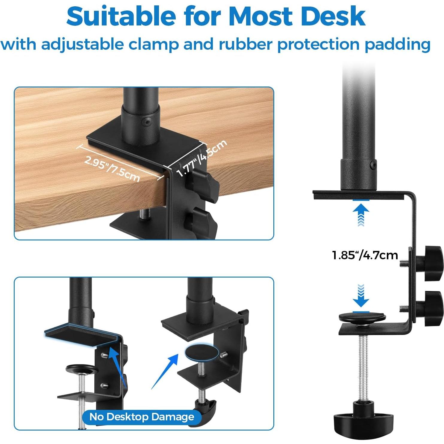 Soporte de Montaje de Escritorio Aqirui con Cabeza de Bola 35.6-60 cm
