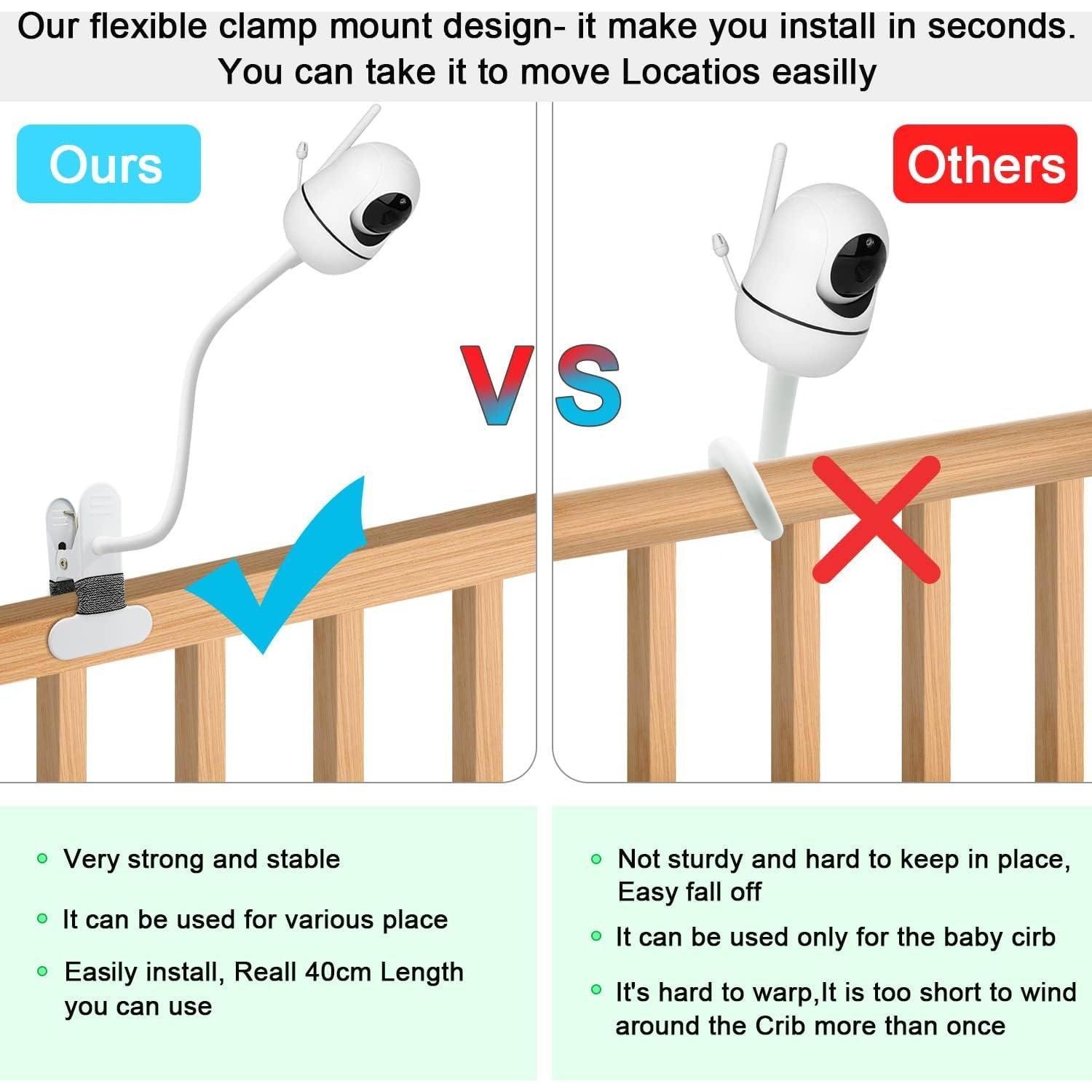 Soporte Clip Flexible para Monitor de Bebé AOZTSUN 39.9 cm