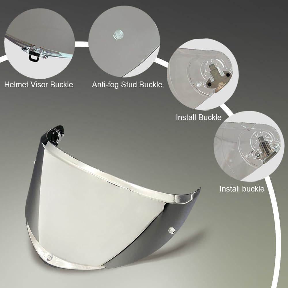 Visera de Casco BSTOP K6 Plata UV para Uso Diurno