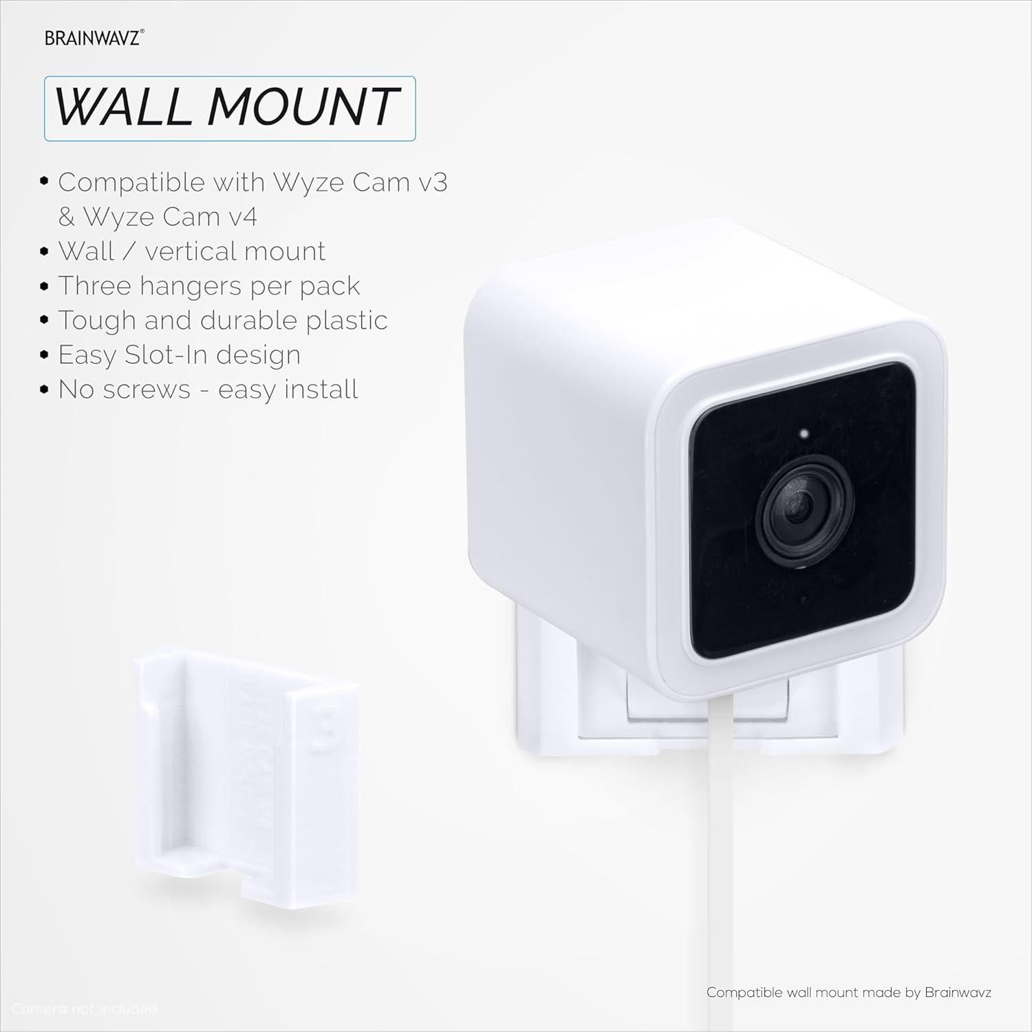 Soporte de Pared Brainwavz para Wyze Cam V3 y V4 - 3 Pack Blanco