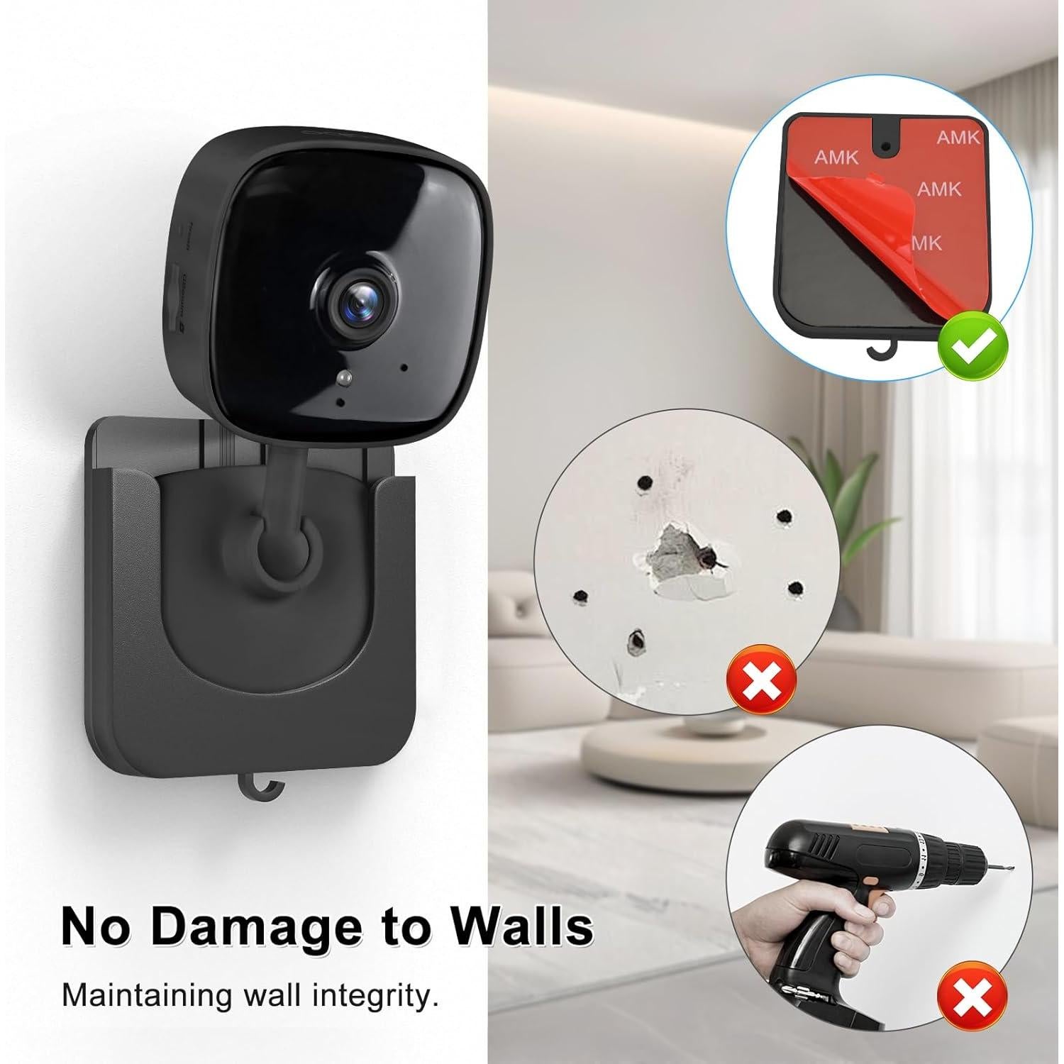 Soporte de Montaje en Pared Autoadhesivo Negro para Cámara TP-Link