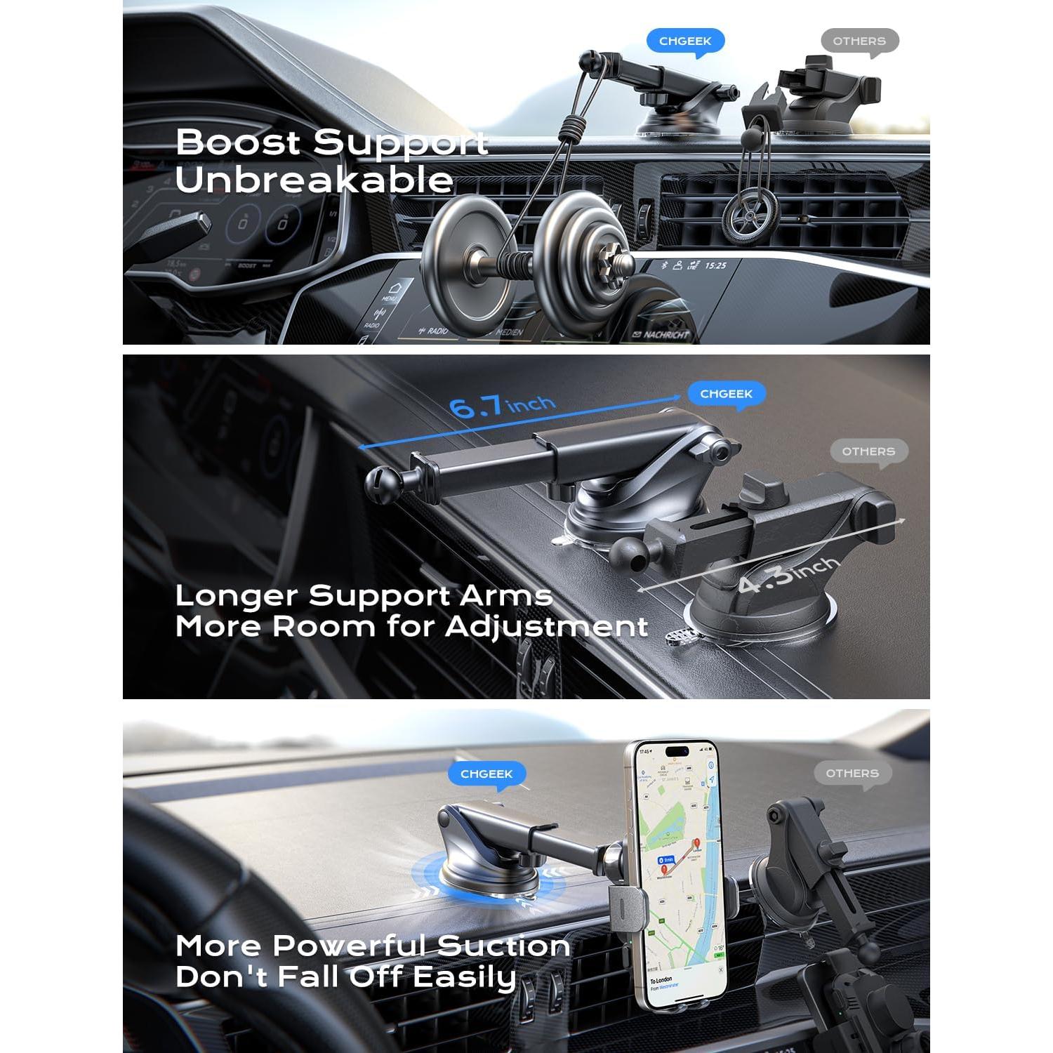 Cargador Inalámbrico Auto CHGeek M12 15W Soporte Automático