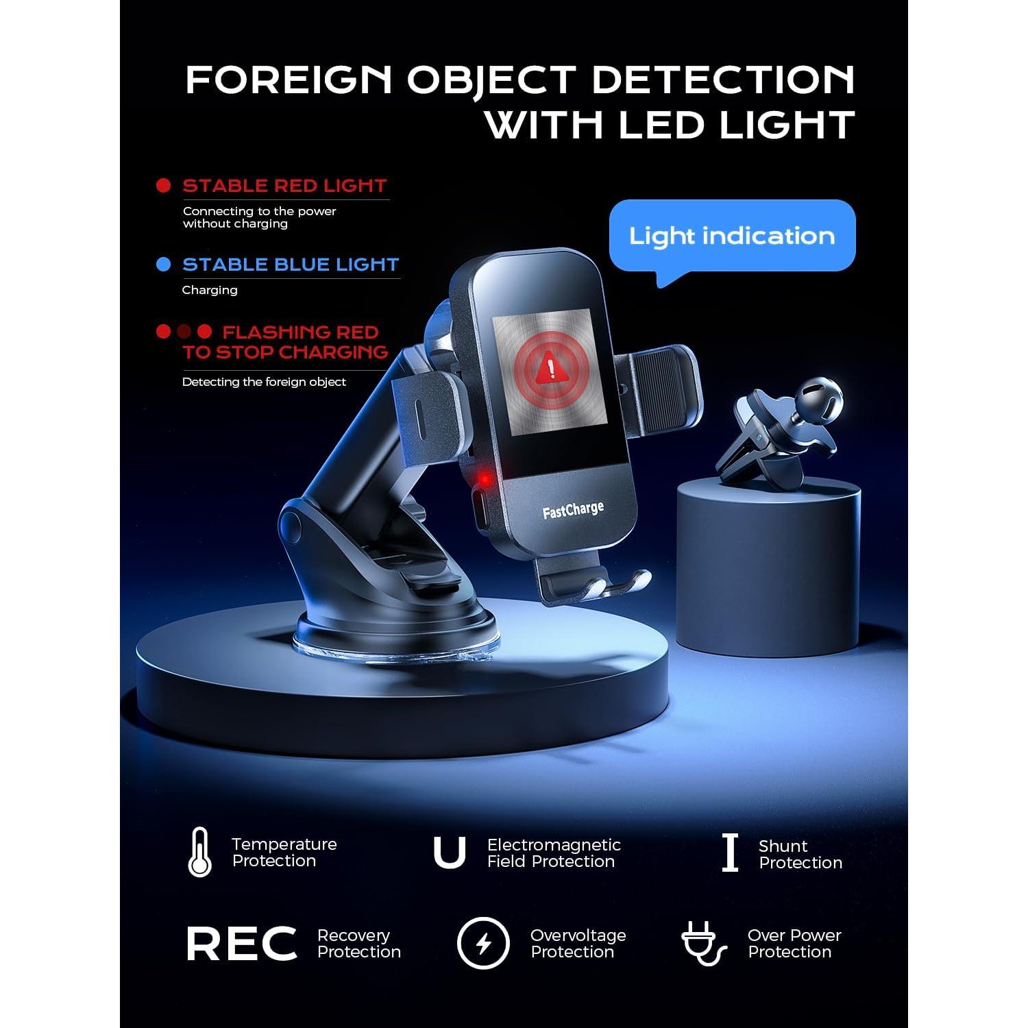 Cargador Inalámbrico Auto CHGeek M12 15W Soporte Automático