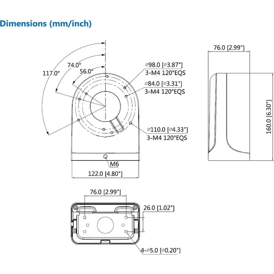 Soporte de Montaje en Pared Aluminio DH-PFB203W Blanco