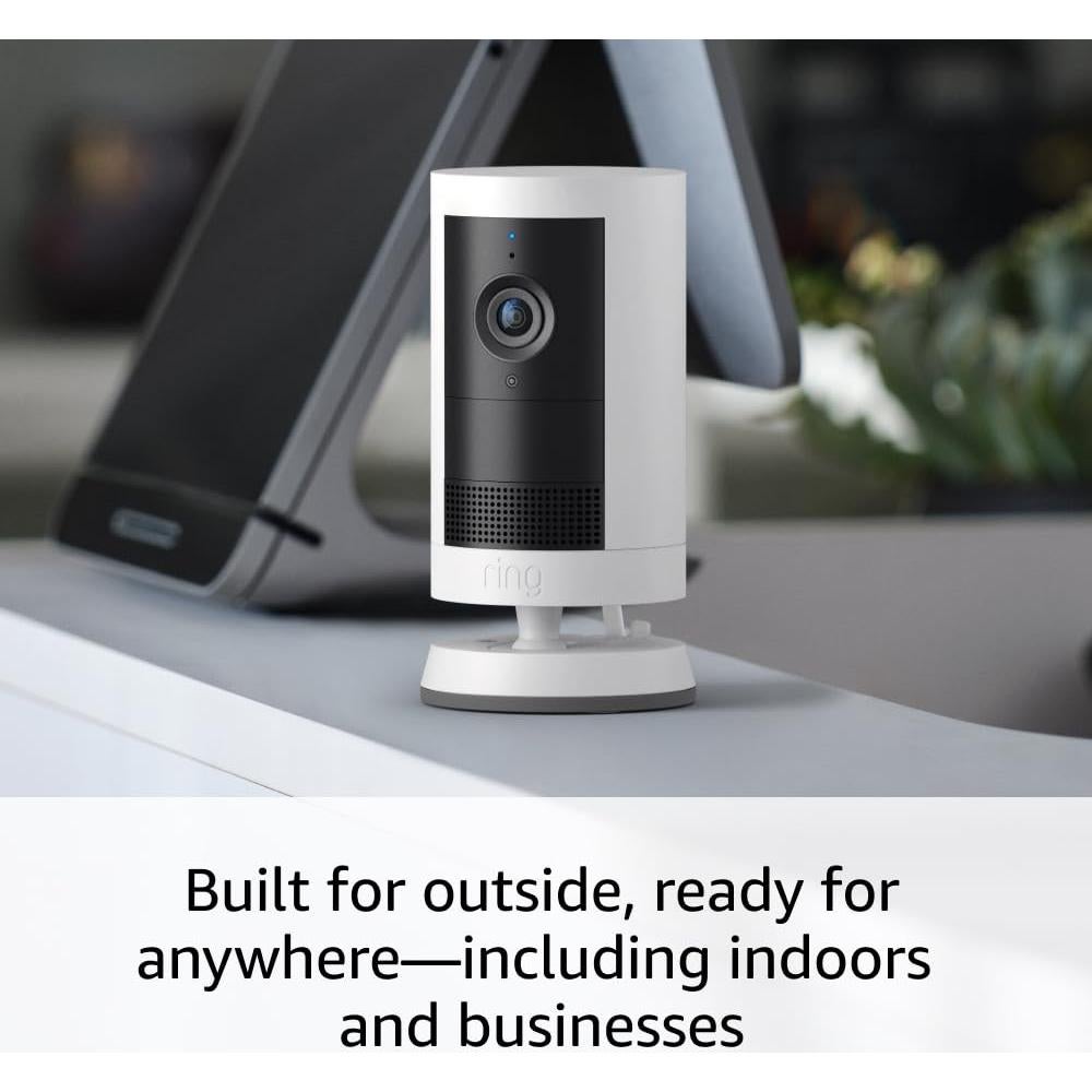 Introducing Ring Outdoor Cam Plus, Battery — Wide-Angle 2K Video with Ring Vision, Low-Light Sight for full-color night vision, Mount-Anywhere Versatility, White