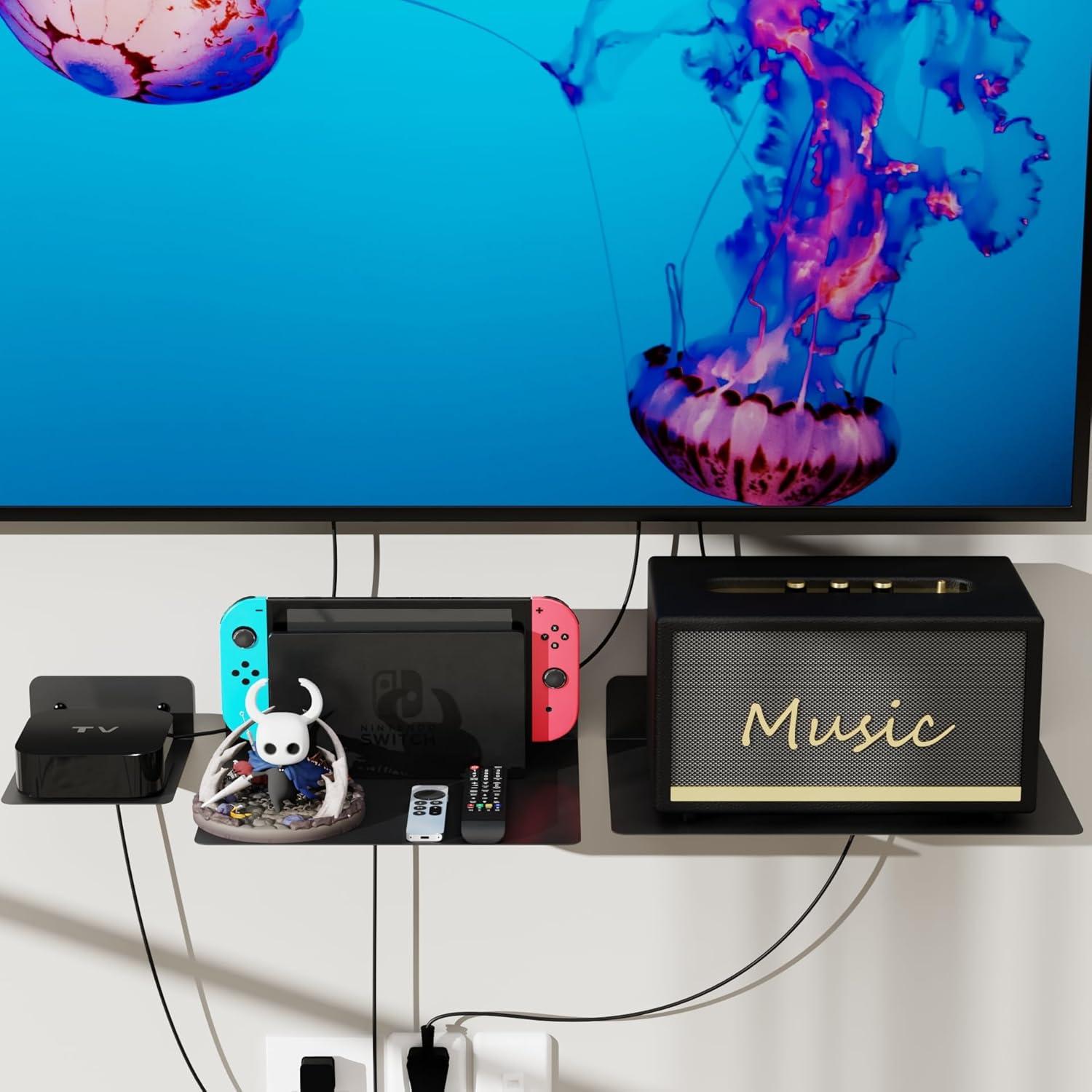 Estante Flotante Metálico PzewMo 32x20 cm Negro