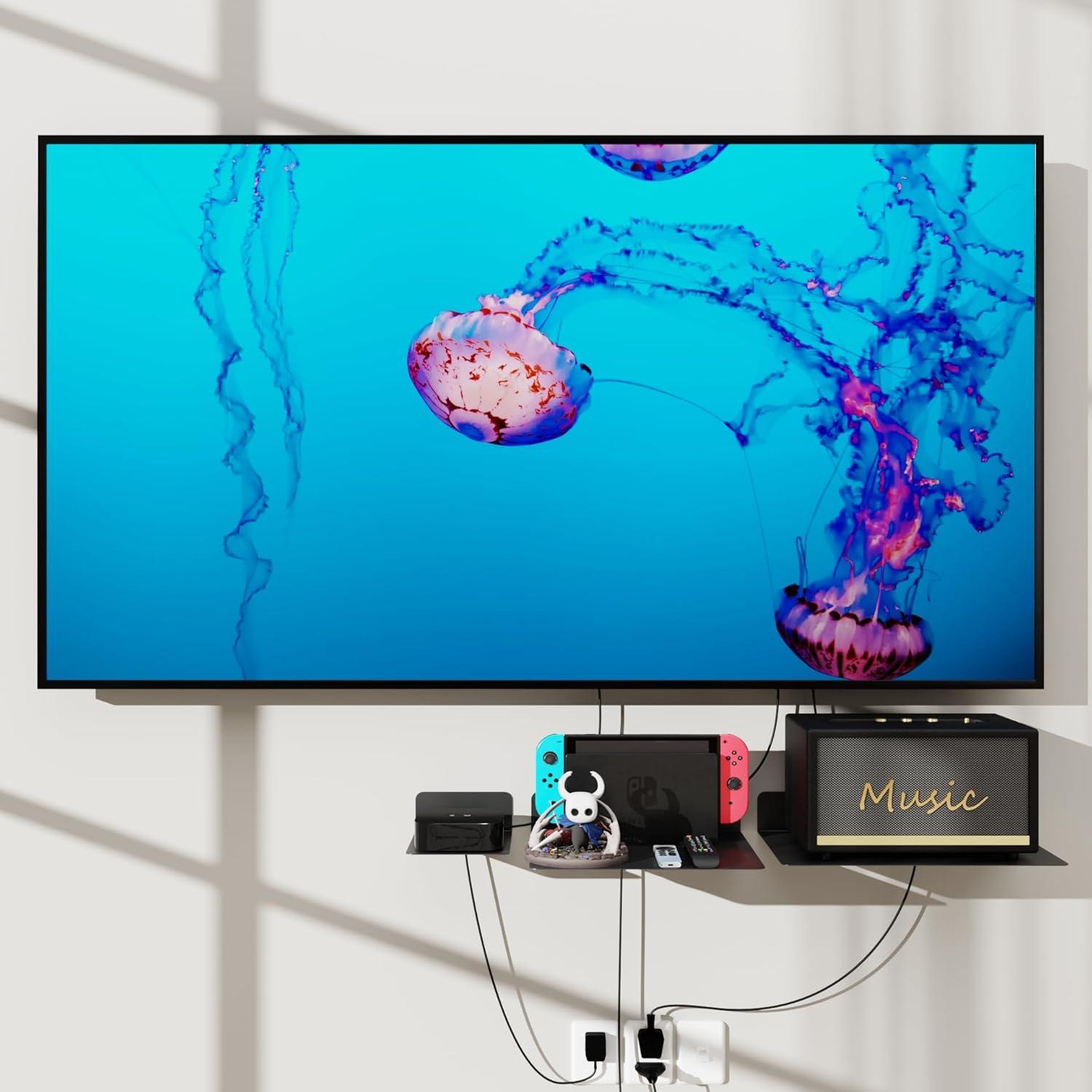 Estante Flotante Metálico PzewMo 32x20 cm Negro