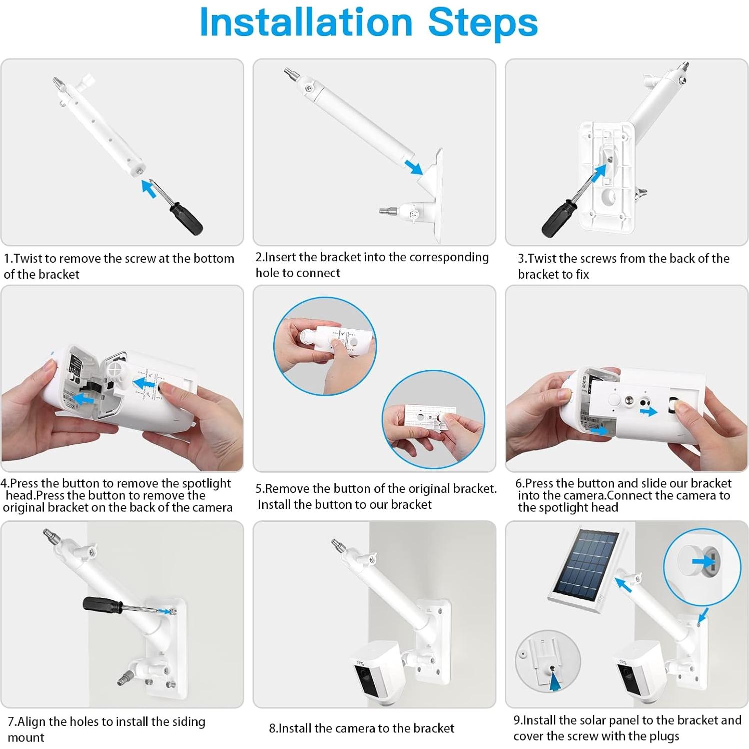 Soporte de Pared 2-en-1 HOLACA para Panel Solar y Cámara