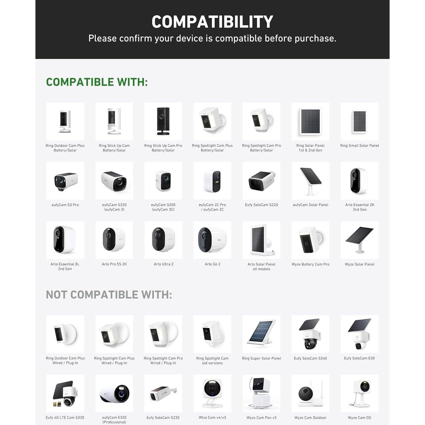 Soporte de Poste 2 en 1 Holicfun para Cámara y Panel Solar - Blanco