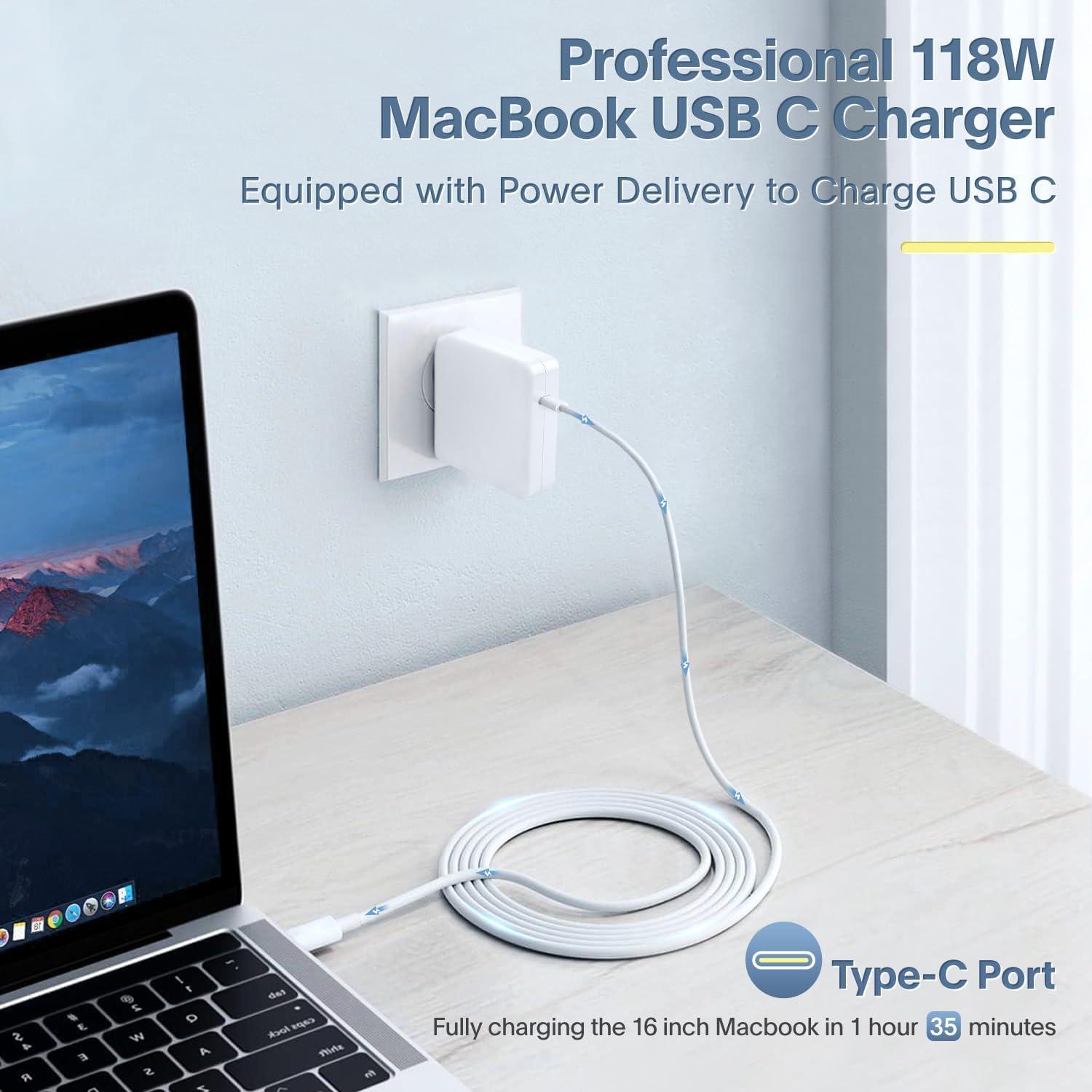 Cargador USB C 118W Azacvb para MacBook Pro y Air