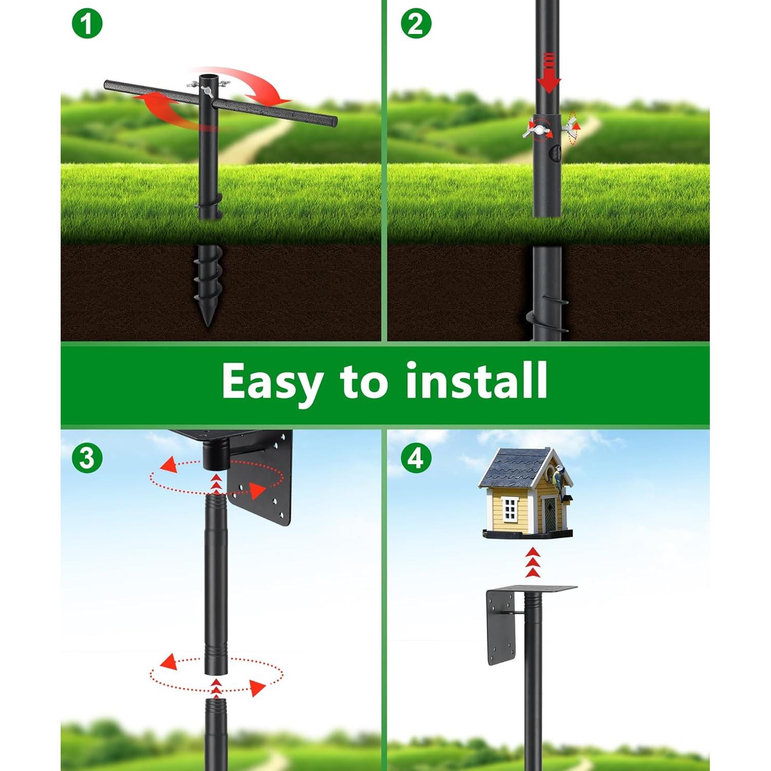 Poste para Alimentador de Aves Keplrend 276.86 cm Ajustable