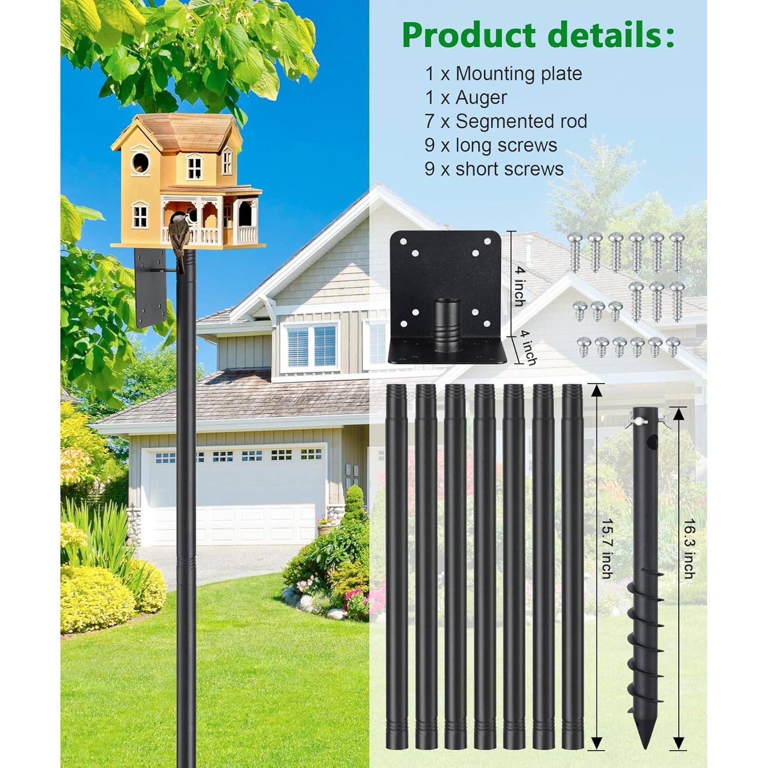 Poste para Alimentador de Aves Keplrend 276.86 cm Ajustable