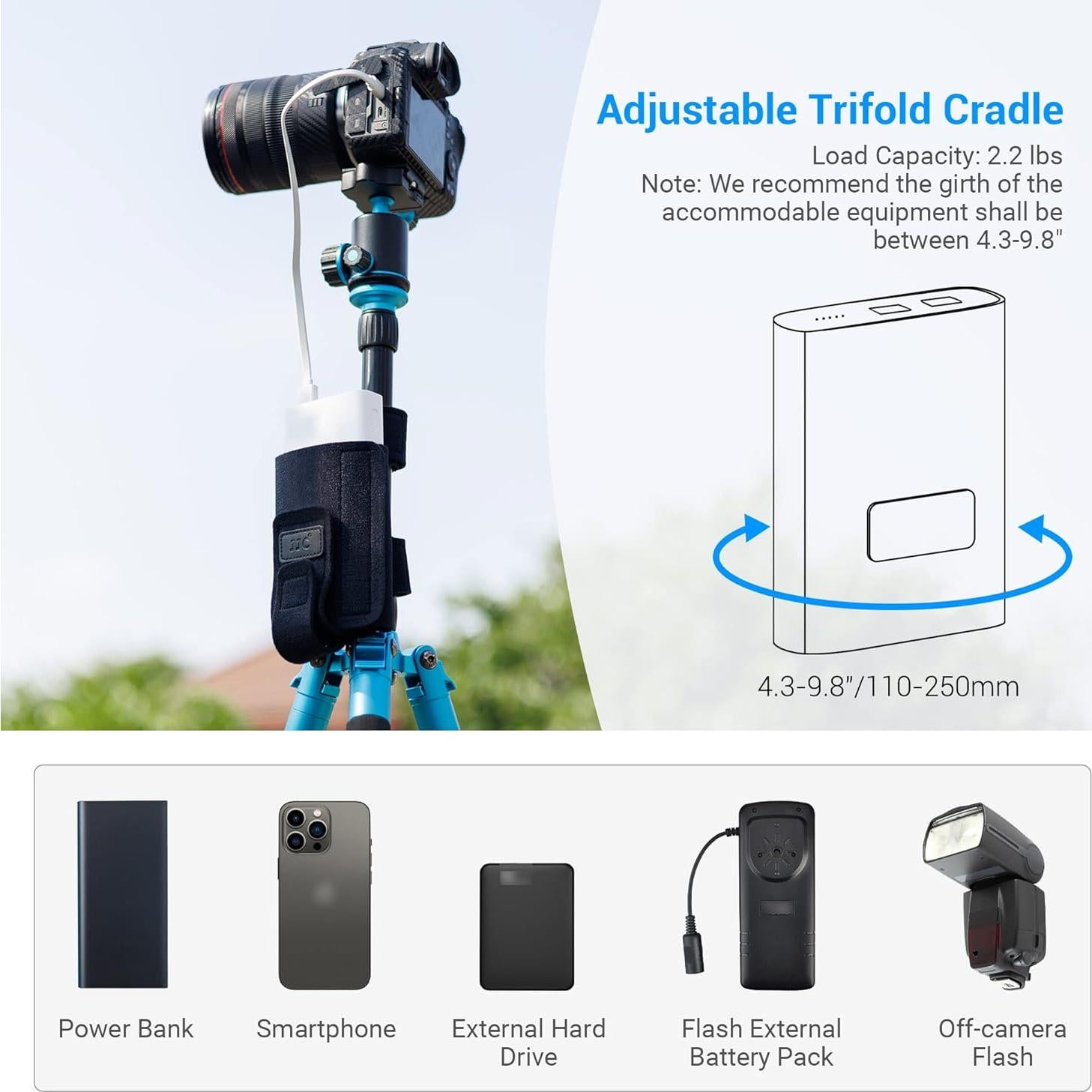 Correa de Montaje JJC para Batería Externa y Flash - Negro