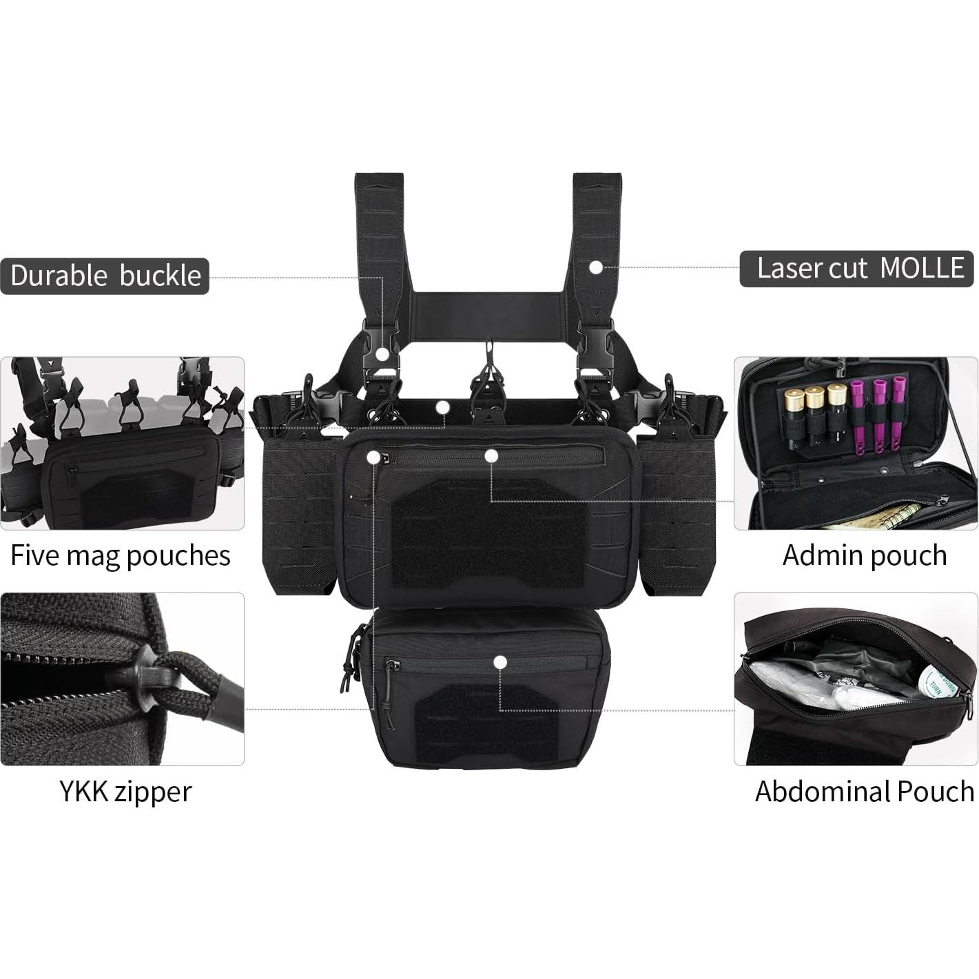 Chaleco Táctico Modular PIKEON Ykd-088 Nylon 1000D Verde