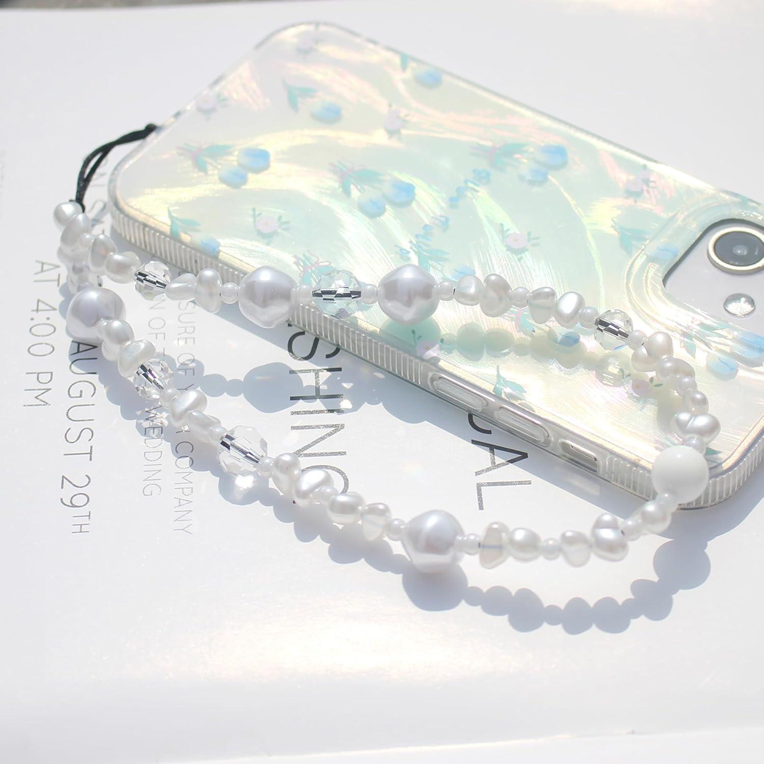 Correa de Muñeca con Perlas y Cristales para Teléfono