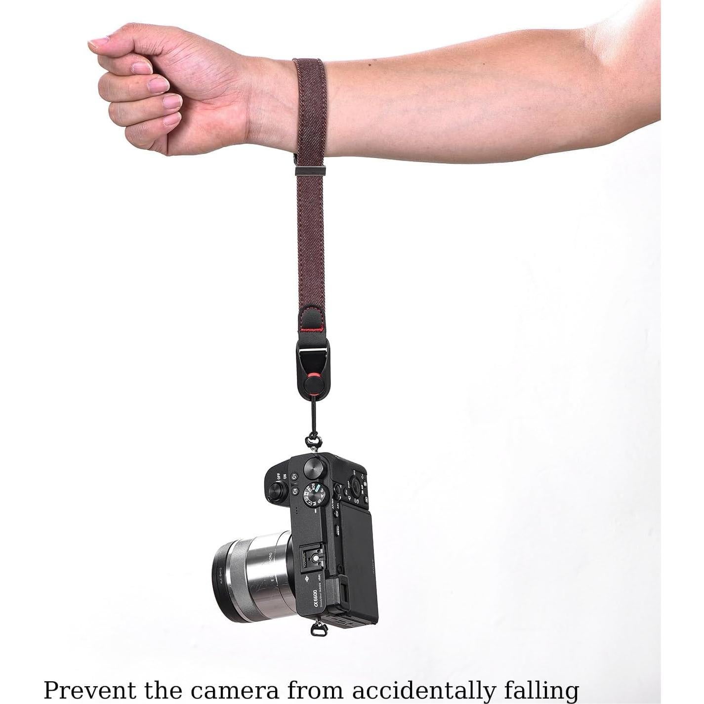 Correa de Muñeca de Denim Marrón para Cámara SLR Ajustable
