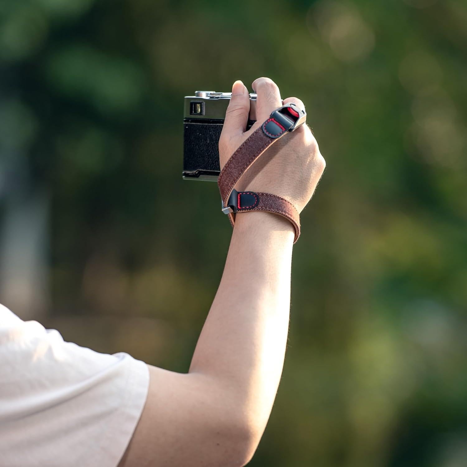 Correa de Muñeca de Denim Marrón para Cámara SLR Ajustable