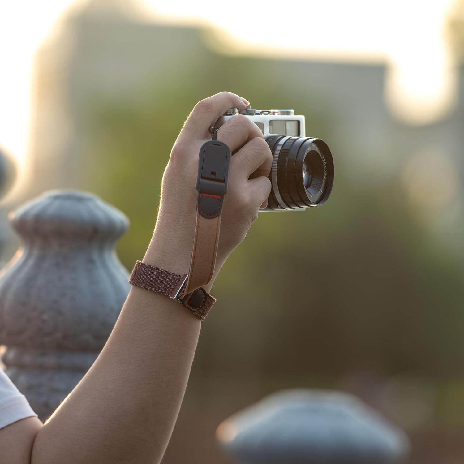 Correa de Muñeca de Denim Marrón para Cámara SLR Ajustable