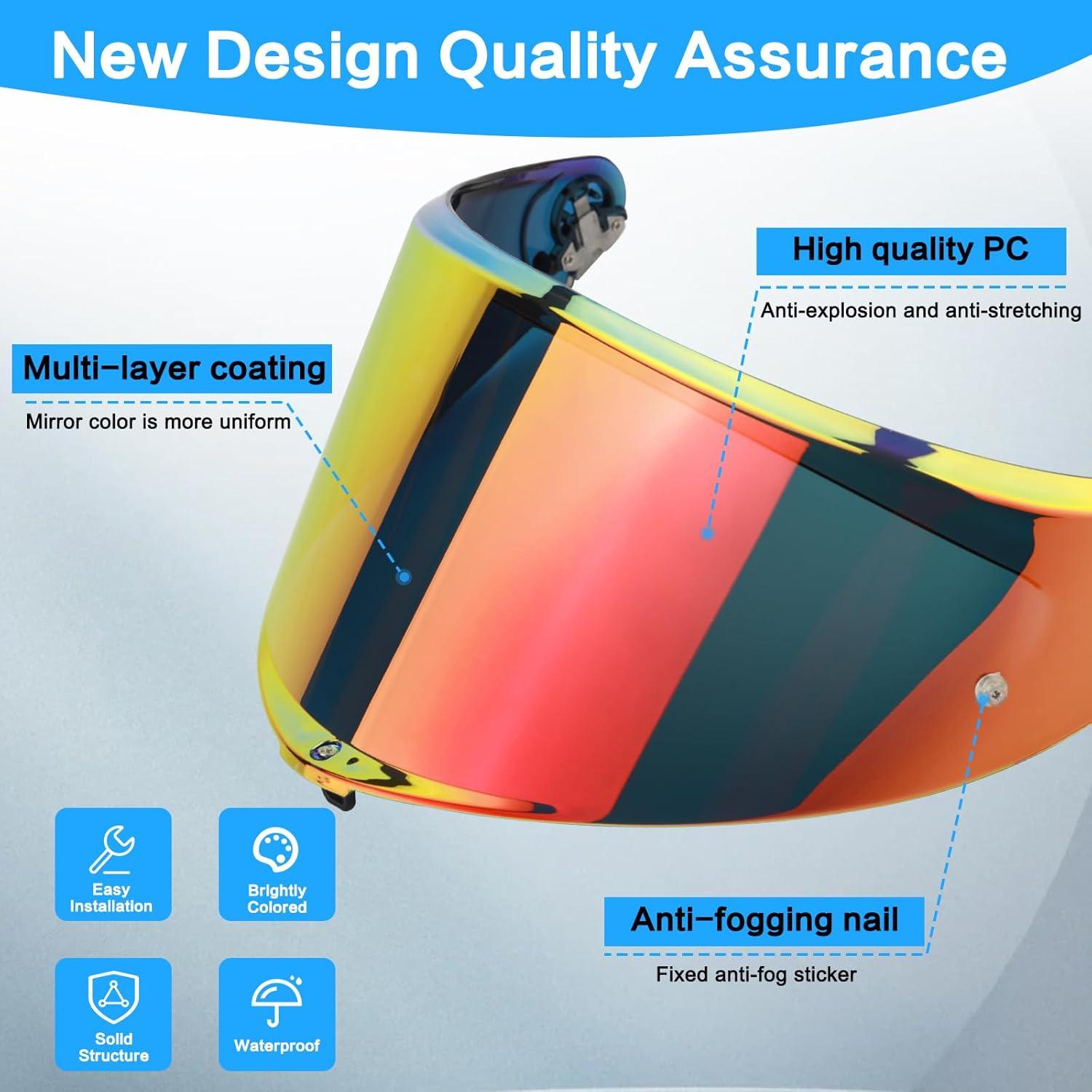 Visera de Casco RIDLOG K6 K6s Rojo Dorado Antiarañazos