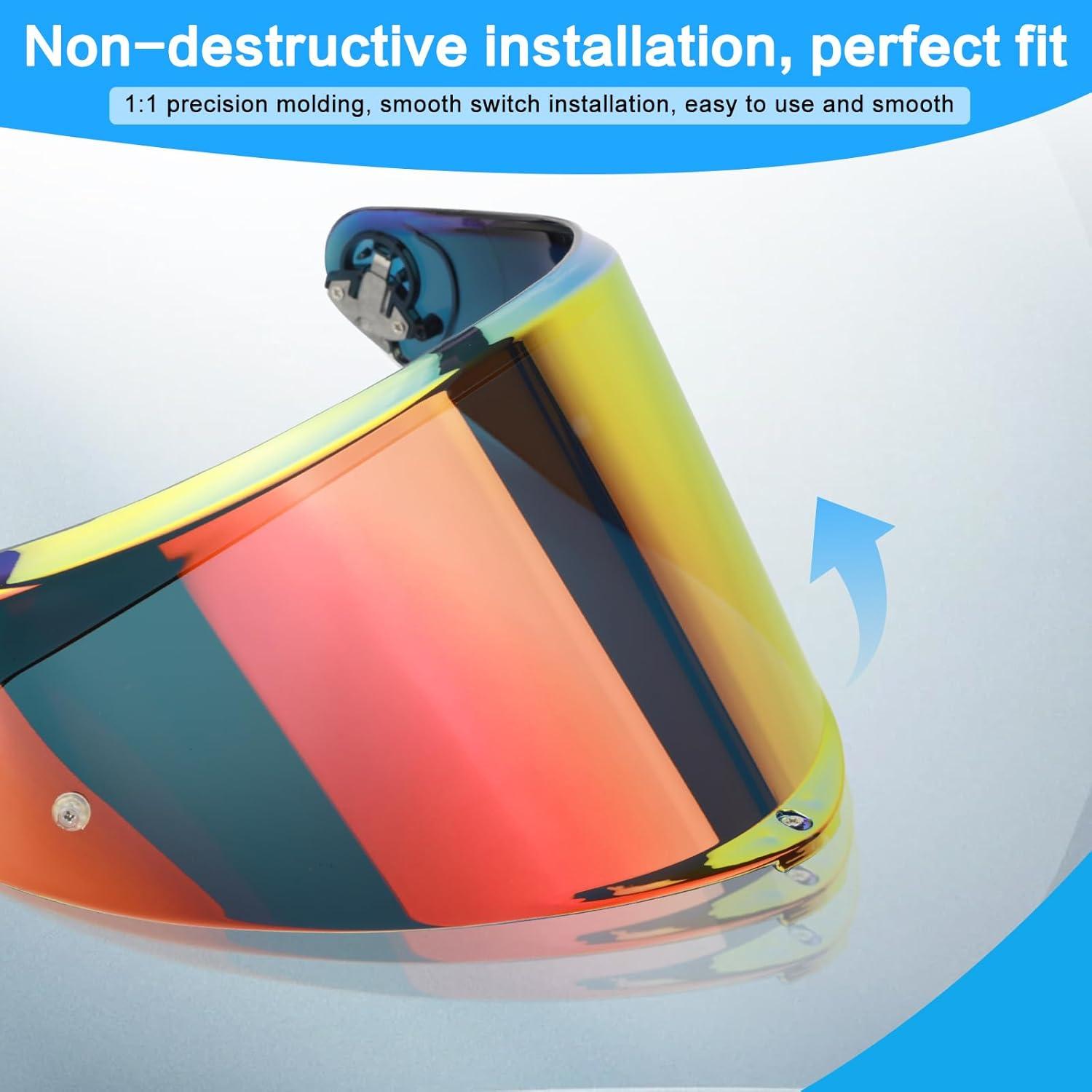 Visera de Casco RIDLOG K6 K6s Rojo Dorado Antiarañazos