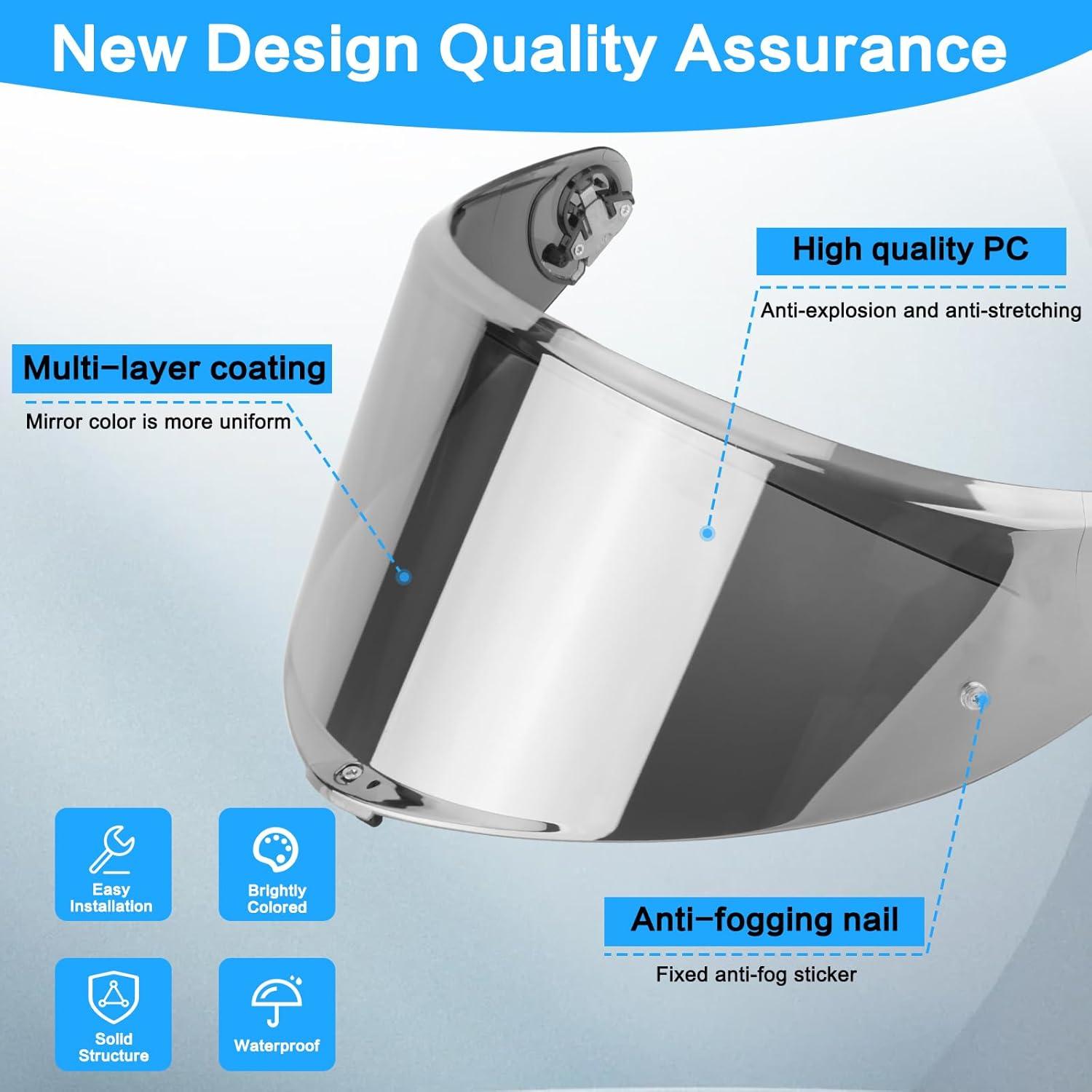 Visera de Casco RIDLOG K6 K6s Tinte Cromo Plateado