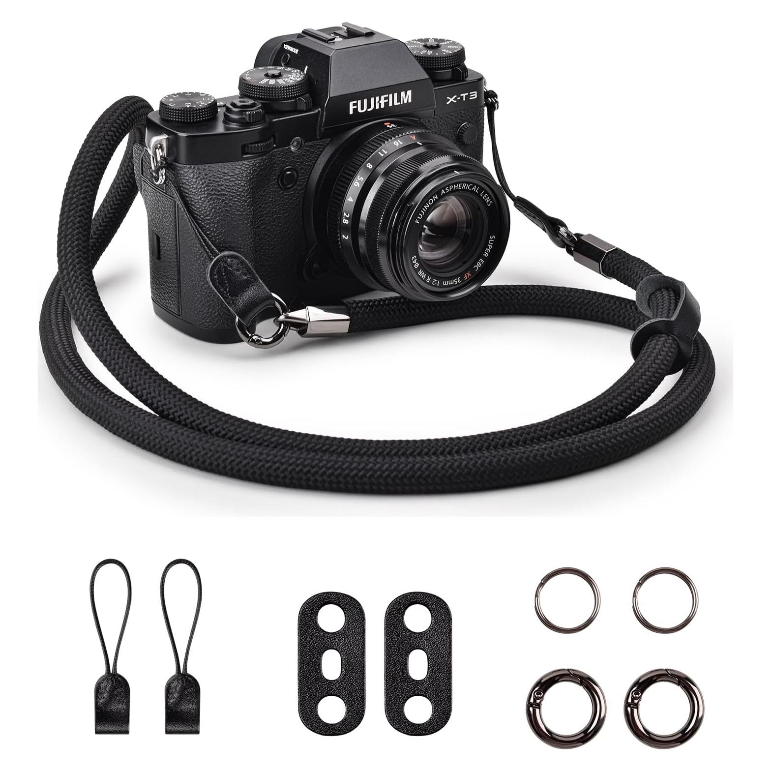 Correa de cámara VOVMOEYA 107-123cm Negro para DSLR y SLR