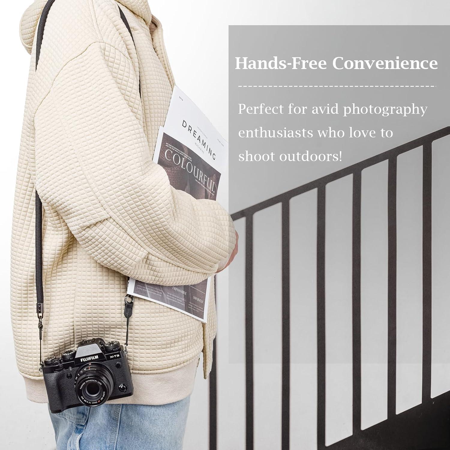 Correa de cámara VOVMOEYA 107-123cm Negro para DSLR y SLR