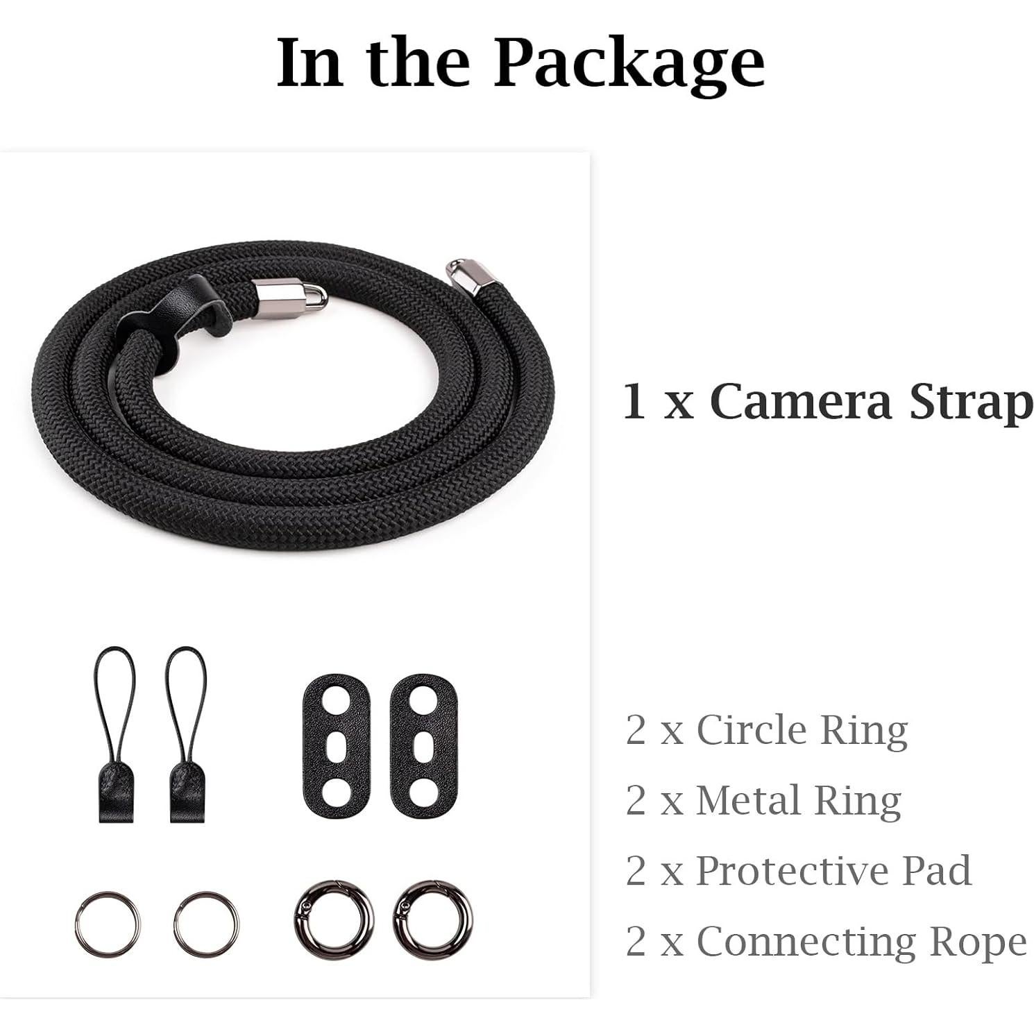 Correa de cámara VOVMOEYA 107-123cm Negro para DSLR y SLR