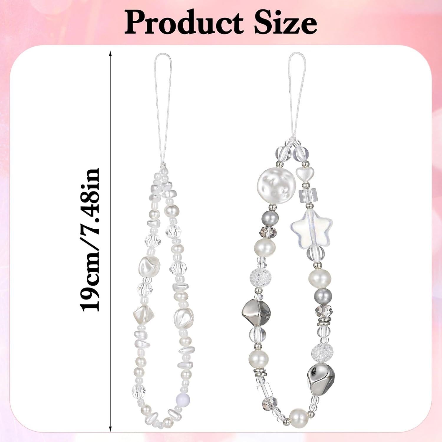 Pulsera de Muñeca con Cuentas para Teléfono 2 Pcs - Blanco