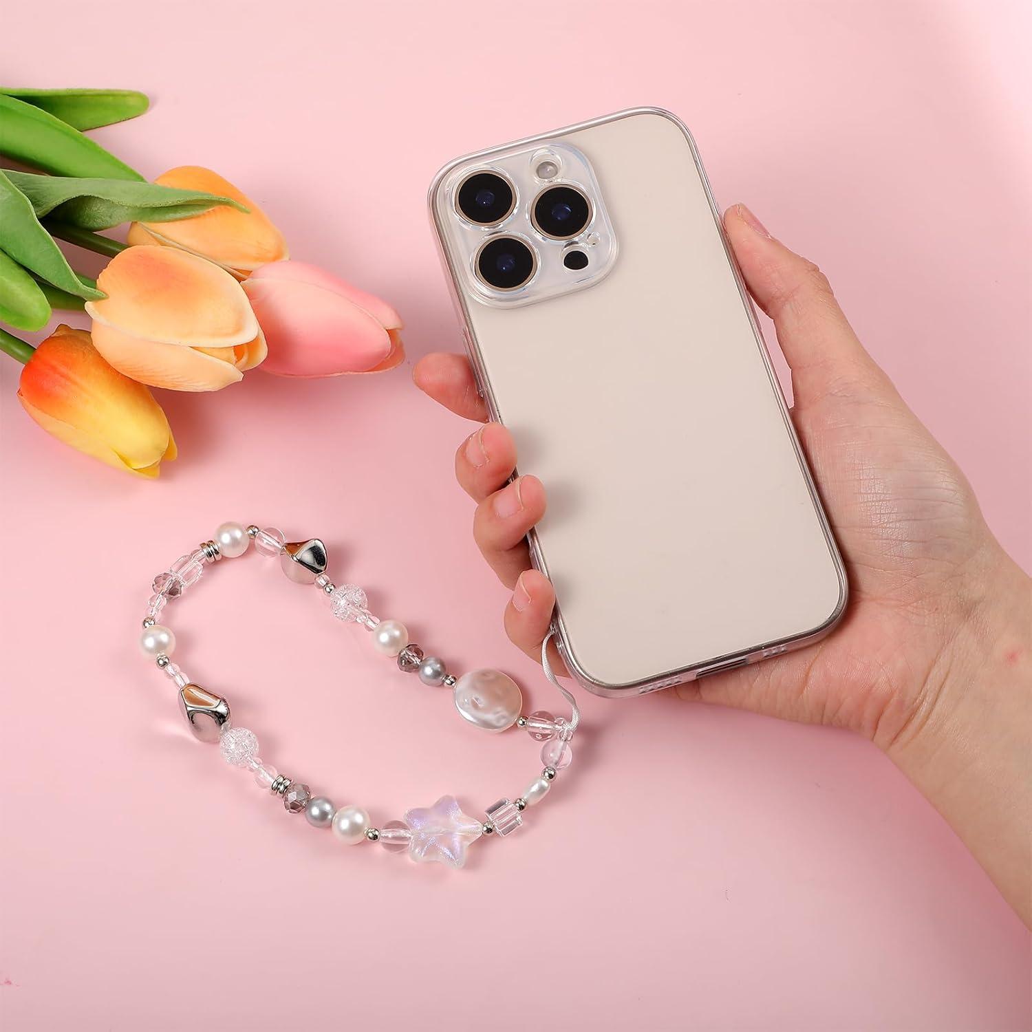 Pulsera de Muñeca con Cuentas para Teléfono 2 Pcs - Blanco