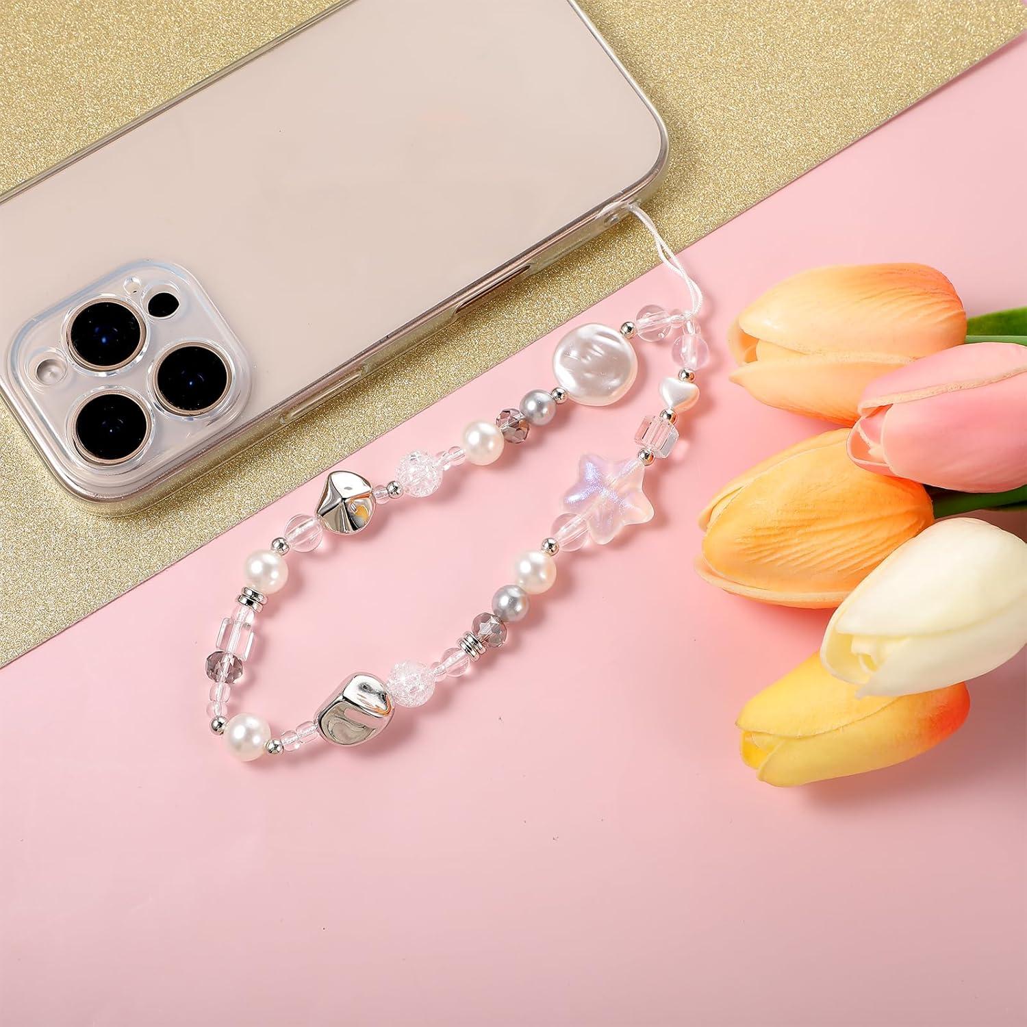 Pulsera de Muñeca con Cuentas para Teléfono 2 Pcs - Blanco