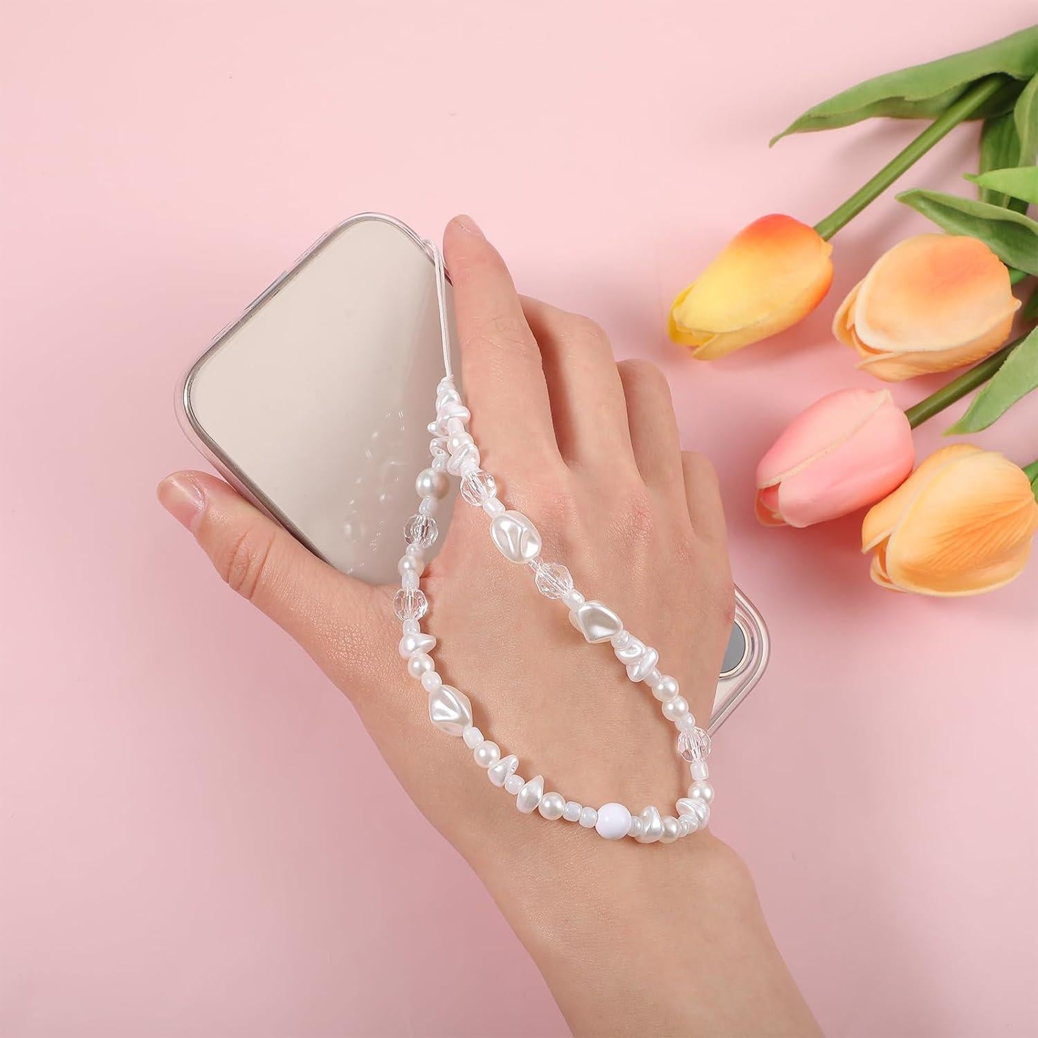 Pulsera de Muñeca con Cuentas para Teléfono 2 Pcs - Blanco