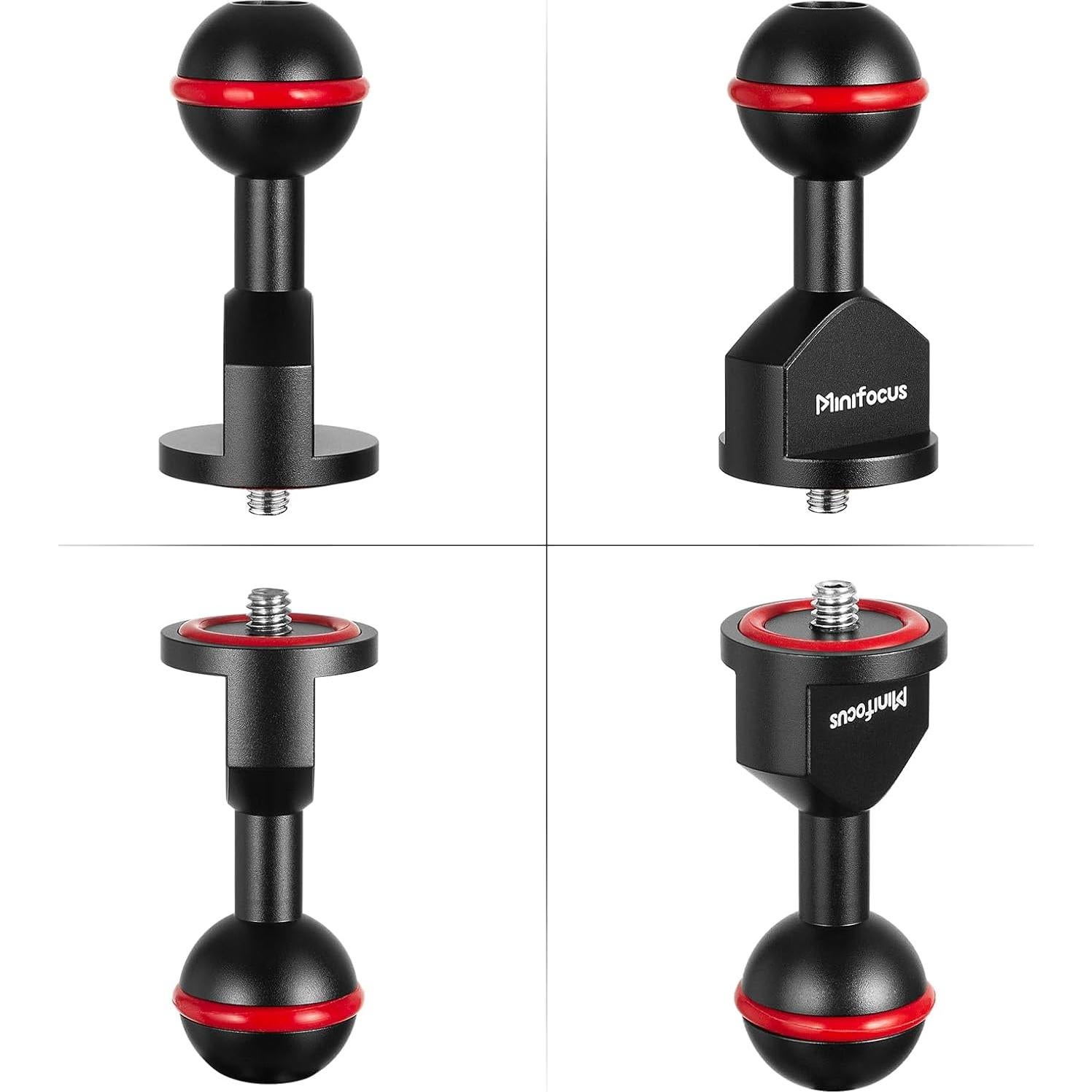 Adaptador de Bola 1" MINIFOCUS a Tornillo 1/4" - 2 Pcs