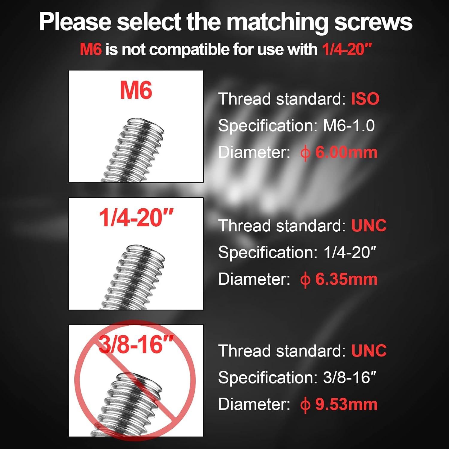 Adaptador de bola MINIFOCUS 1" con tornillos M6 y 1/4"-20