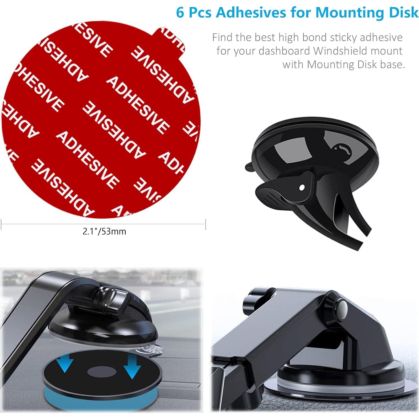 Kit de 6 Adhesivos Transparentes PKYAA 53mm para Soporte de Teléfono