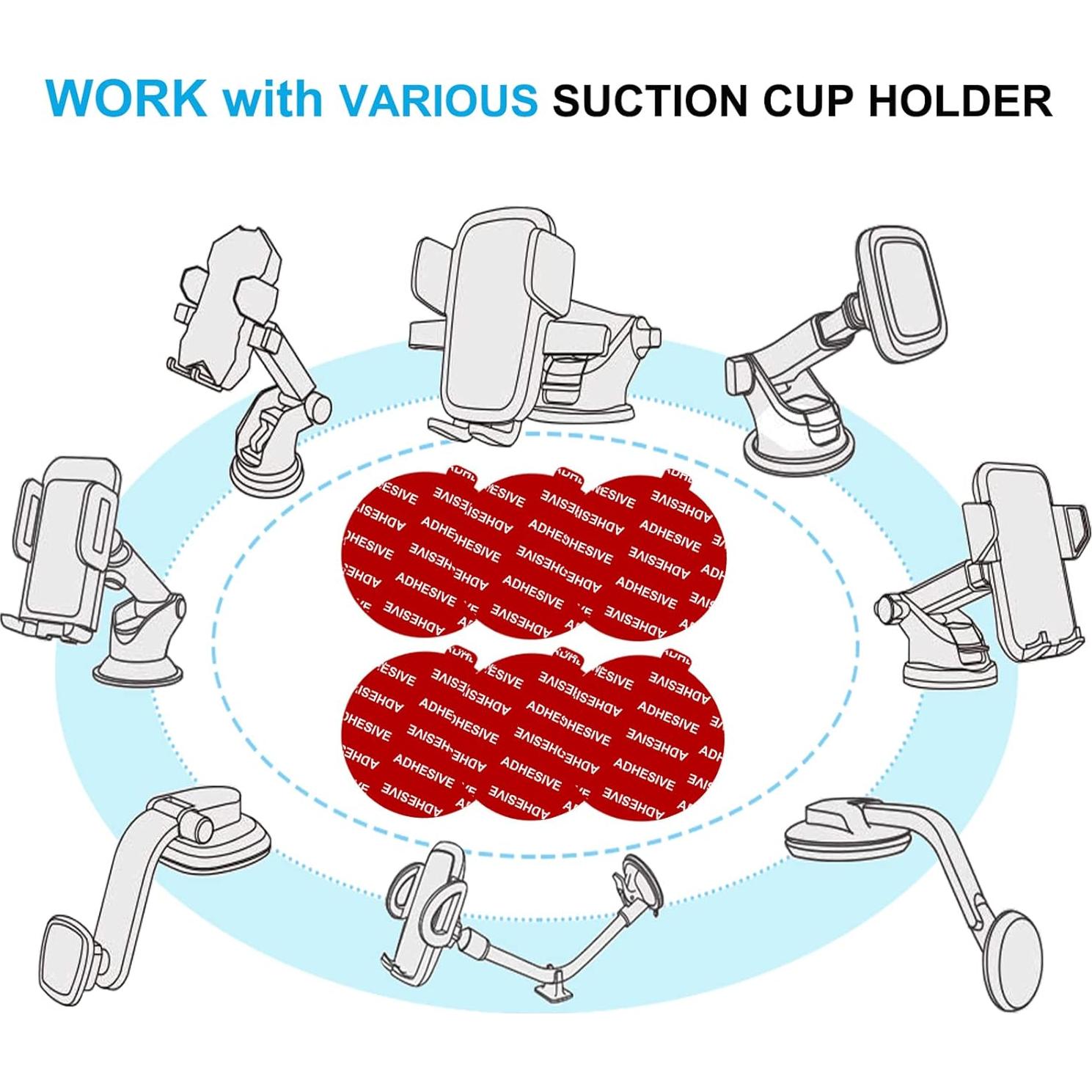 Kit de 6 Adhesivos Transparentes PKYAA 53mm para Soporte de Teléfono