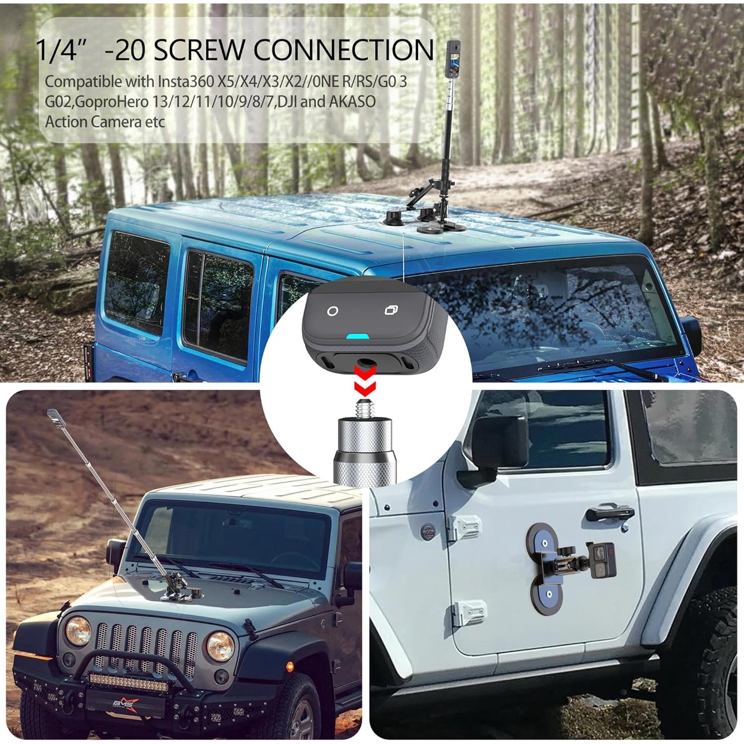 Soporte de Succión para Cámaras NUOBAKE con Palo Selfie 1.47m