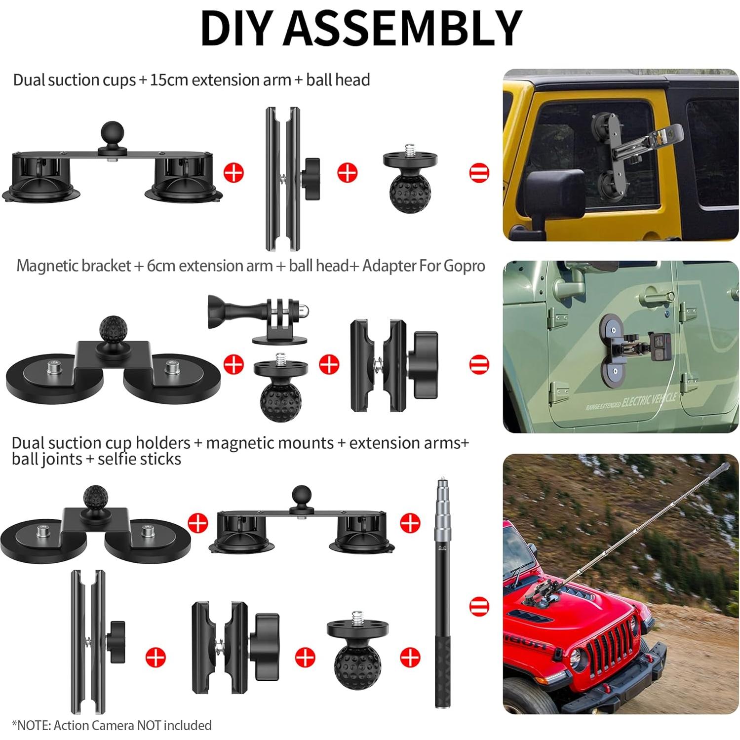 Soporte de Succión para Cámaras NUOBAKE con Palo Selfie 1.47m