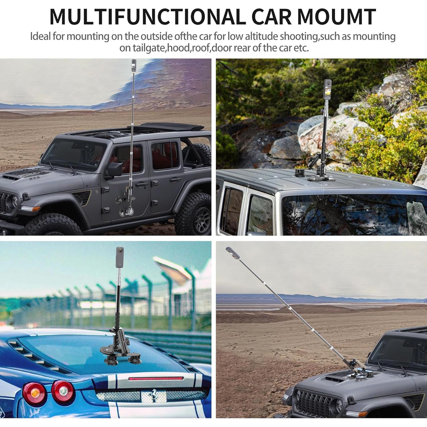 Soporte de Succión para Cámaras NUOBAKE con Palo Selfie 1.47m