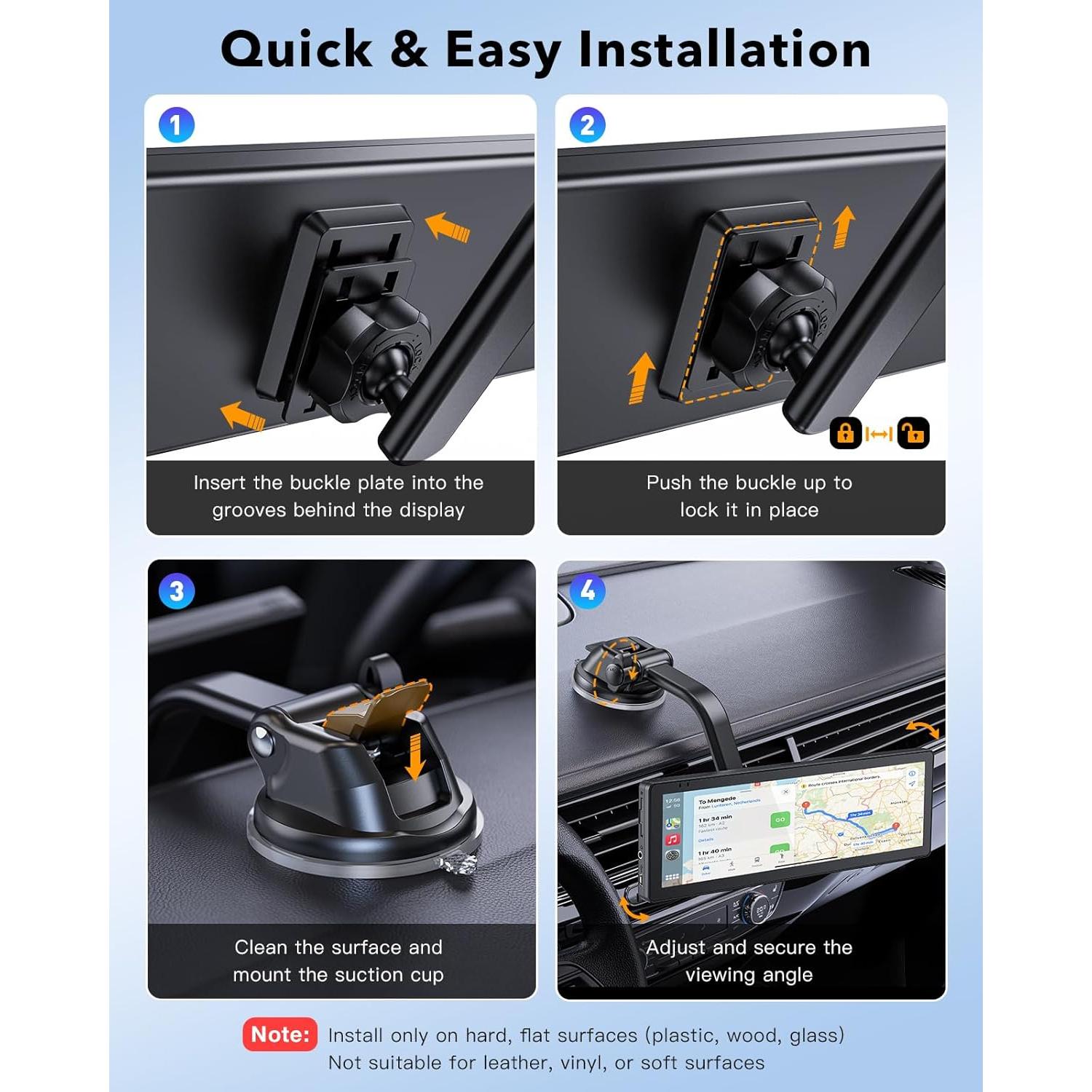 Soporte de Pantalla CarPlay iGoevo 7" a 10.26" Ventosa