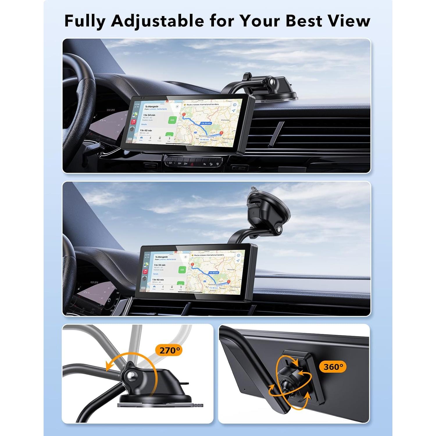 Soporte de Pantalla CarPlay iGoevo 7" a 10.26" Ventosa